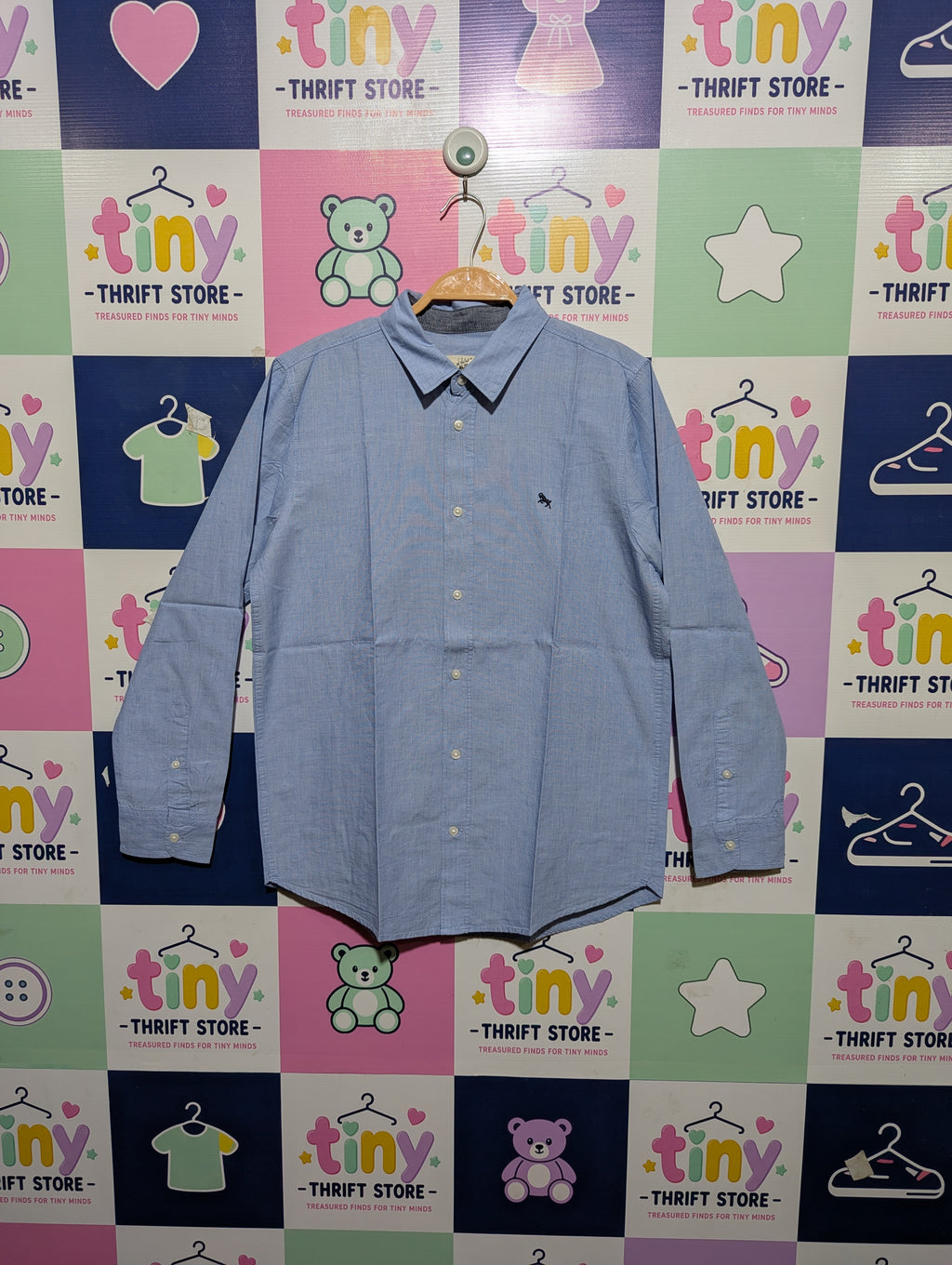 L.O.G.G. Label of Graded Goods Boys Light Blue Long Sleeve Button-Down Shirt - Size Estimated Age 13-14 Years AB1