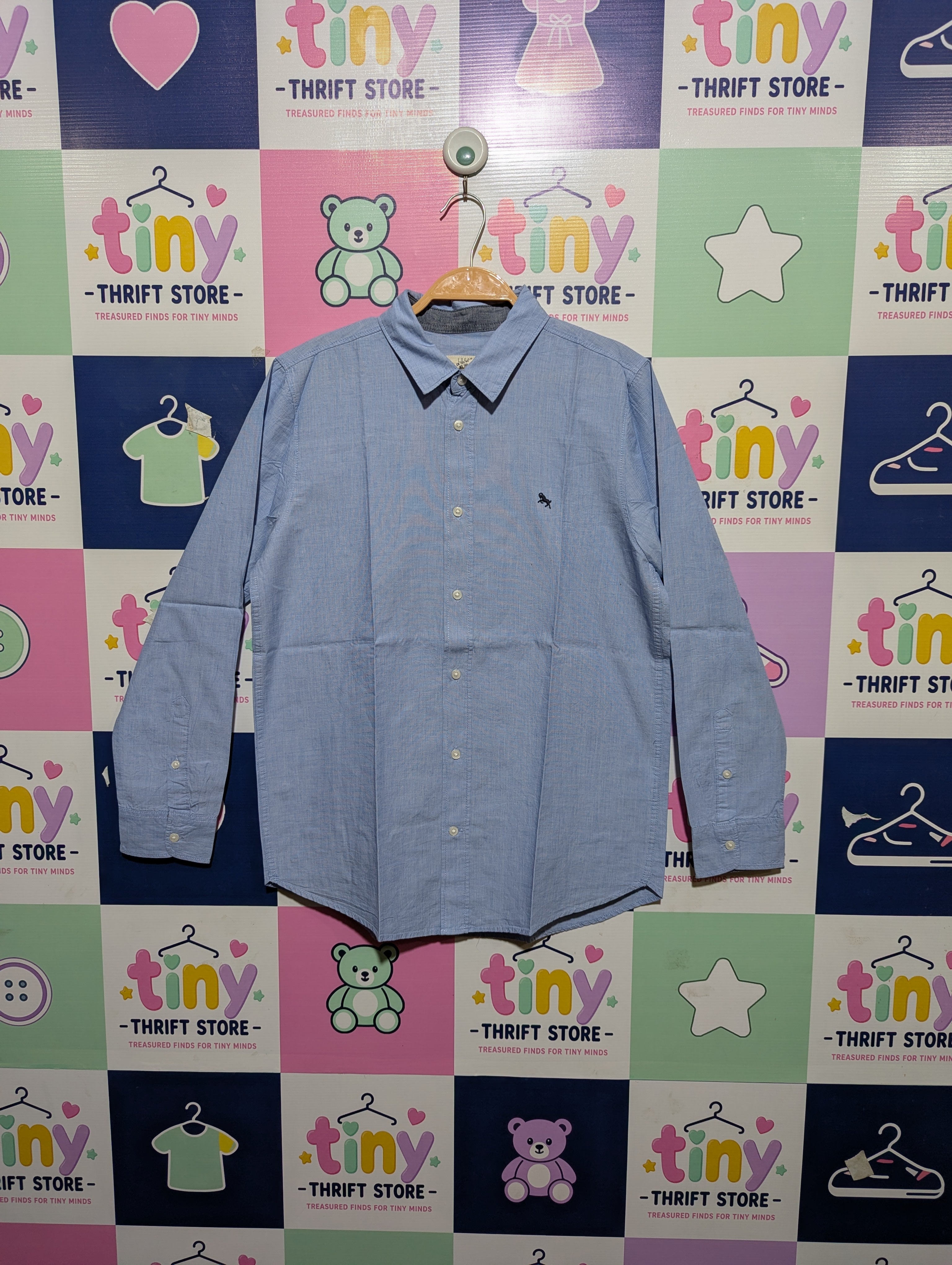 L.O.G.G. Label of Graded Goods Boys Light Blue Long Sleeve Button-Down Shirt - Size Estimated Age 13-14 Years AB1