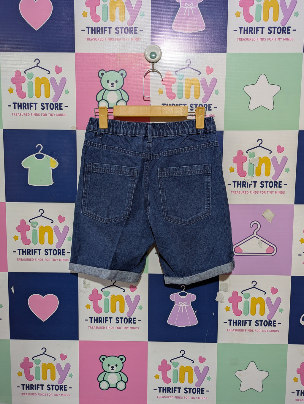 Pocopiano Boys Comfort Elastic Waist Denim Shorts - Size 158 Estimated Age 12-13 Years AB1