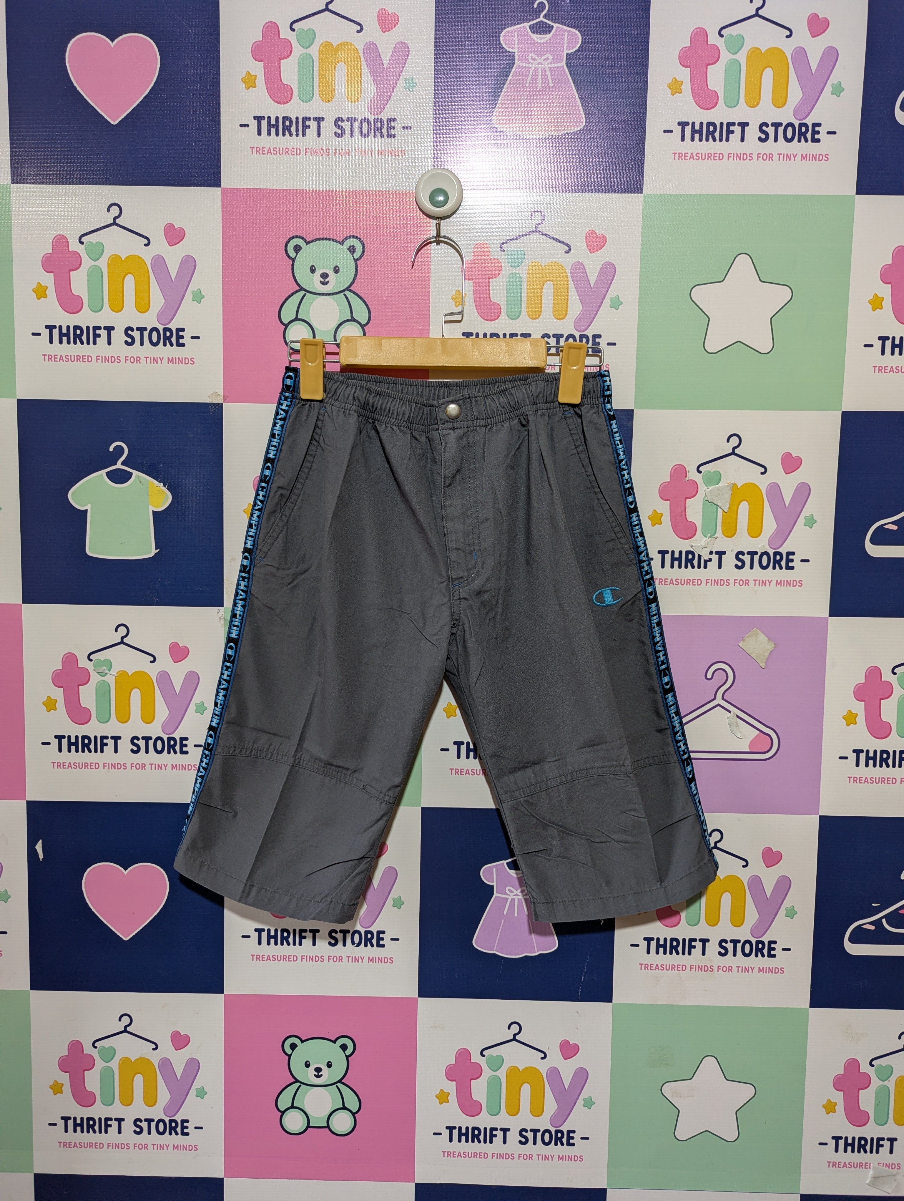 Champion Boys Steel Grey Athletic Activewear Capri Shorts - Size 160 Estimated Age 13-14 Years AB1
