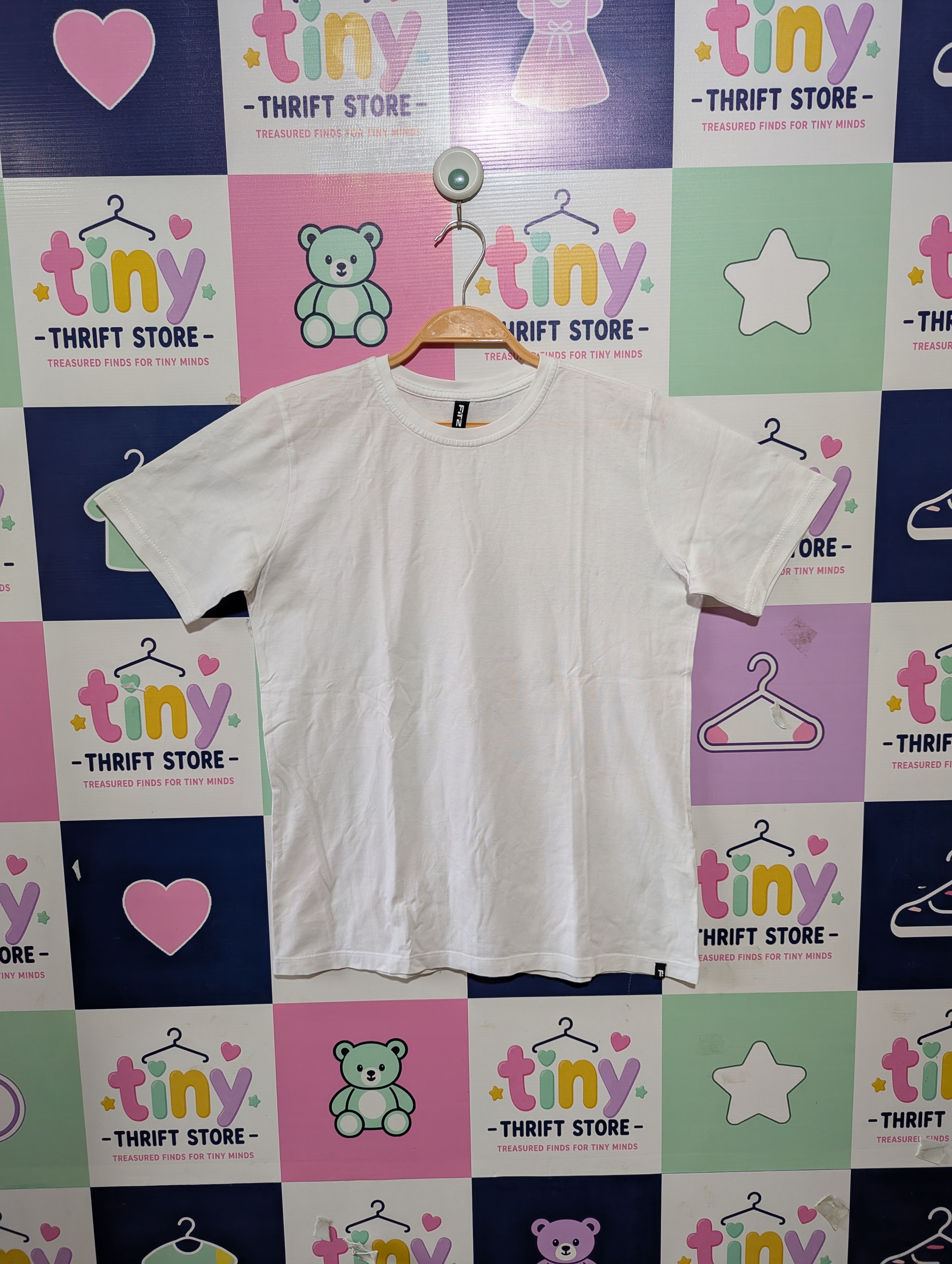FIT-Z Unisex Boys Plain Solid White Crew Neck Short Sleeve Tee - Size 152/158 Estimated Age 11-13 Years AB1