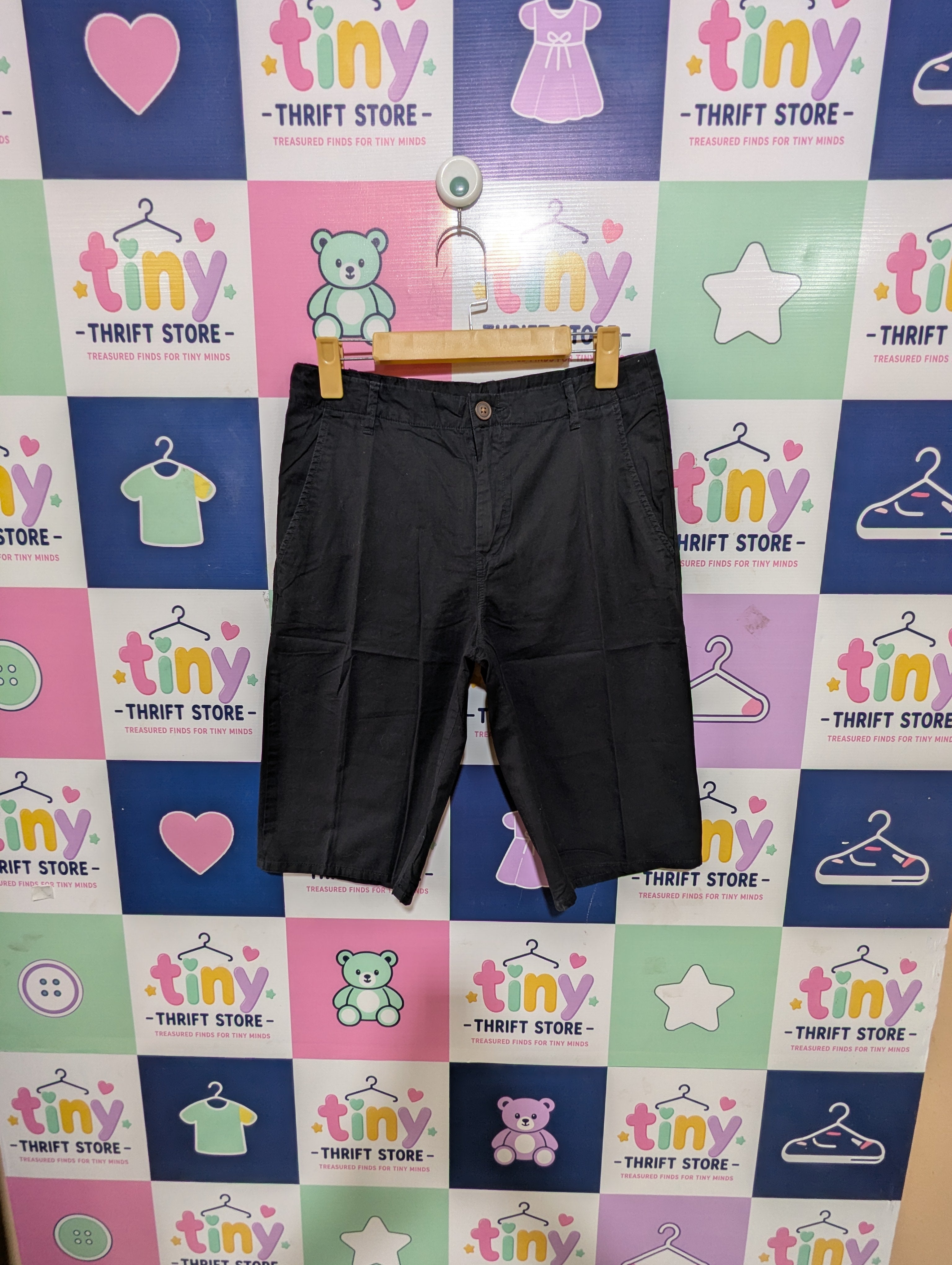 H&M Boys Chino Shorts Black - Size EUR 170 Estimated Age 14Y+ AB1