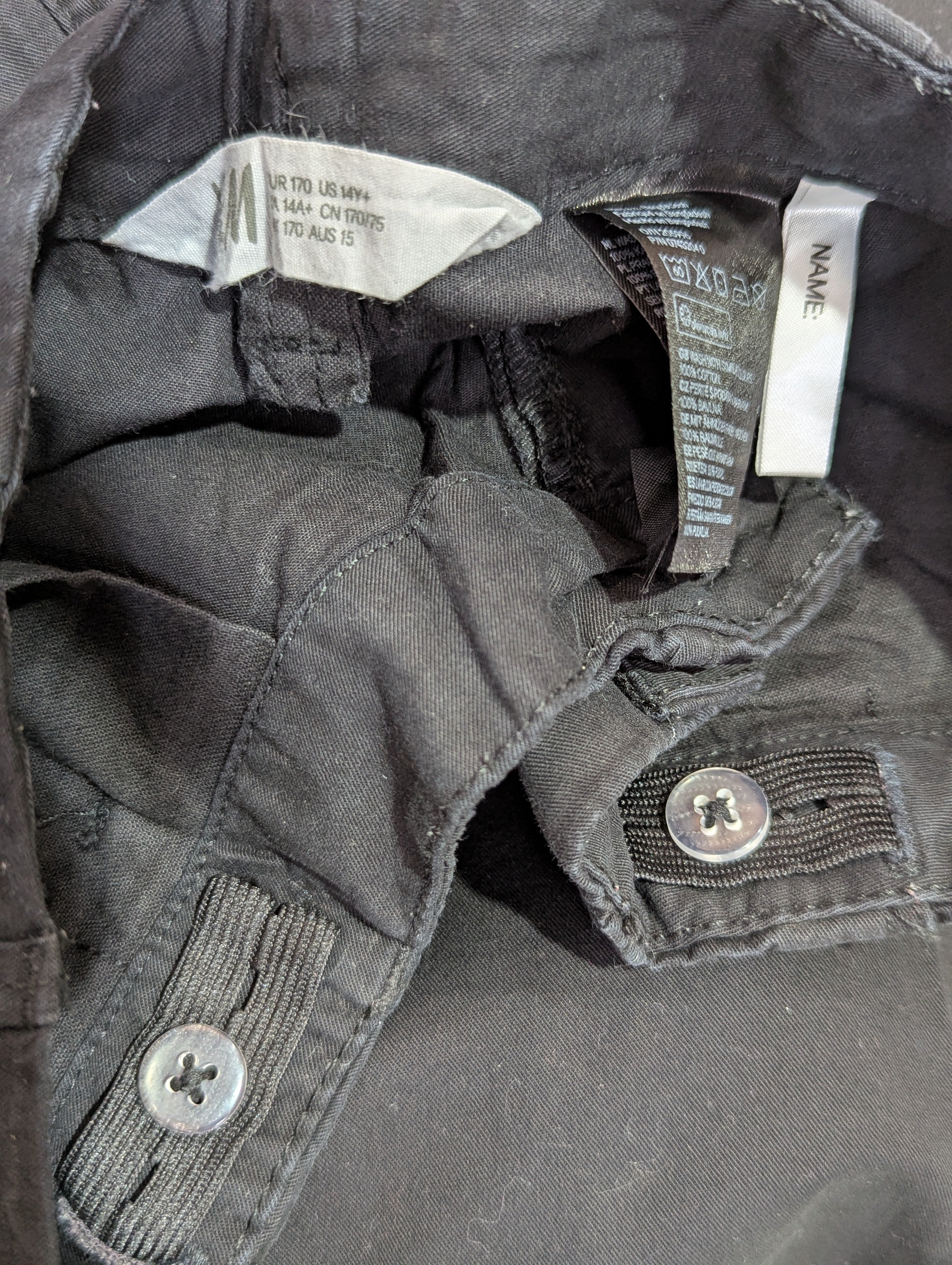 H&M Boys Chino Shorts Black - Size EUR 170 Estimated Age 14Y+ AB1
