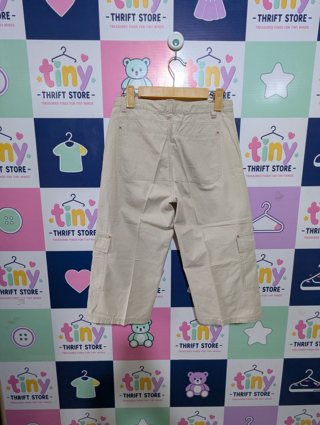 Uniqlo Boys Beige Cropped Utility Cargo Pants - Size 150 (Estimated Age 11-12 Years) AB1