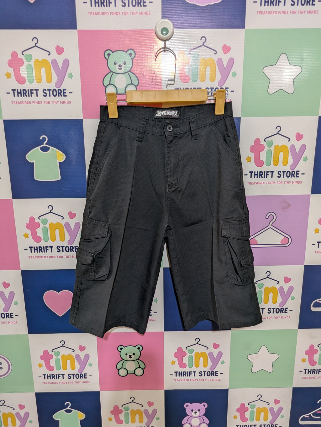 Jeanetix Boys Charcoal Black Ripstop Cargo Shorts - Size 14 (Estimated Age 13-14 Years) AB1