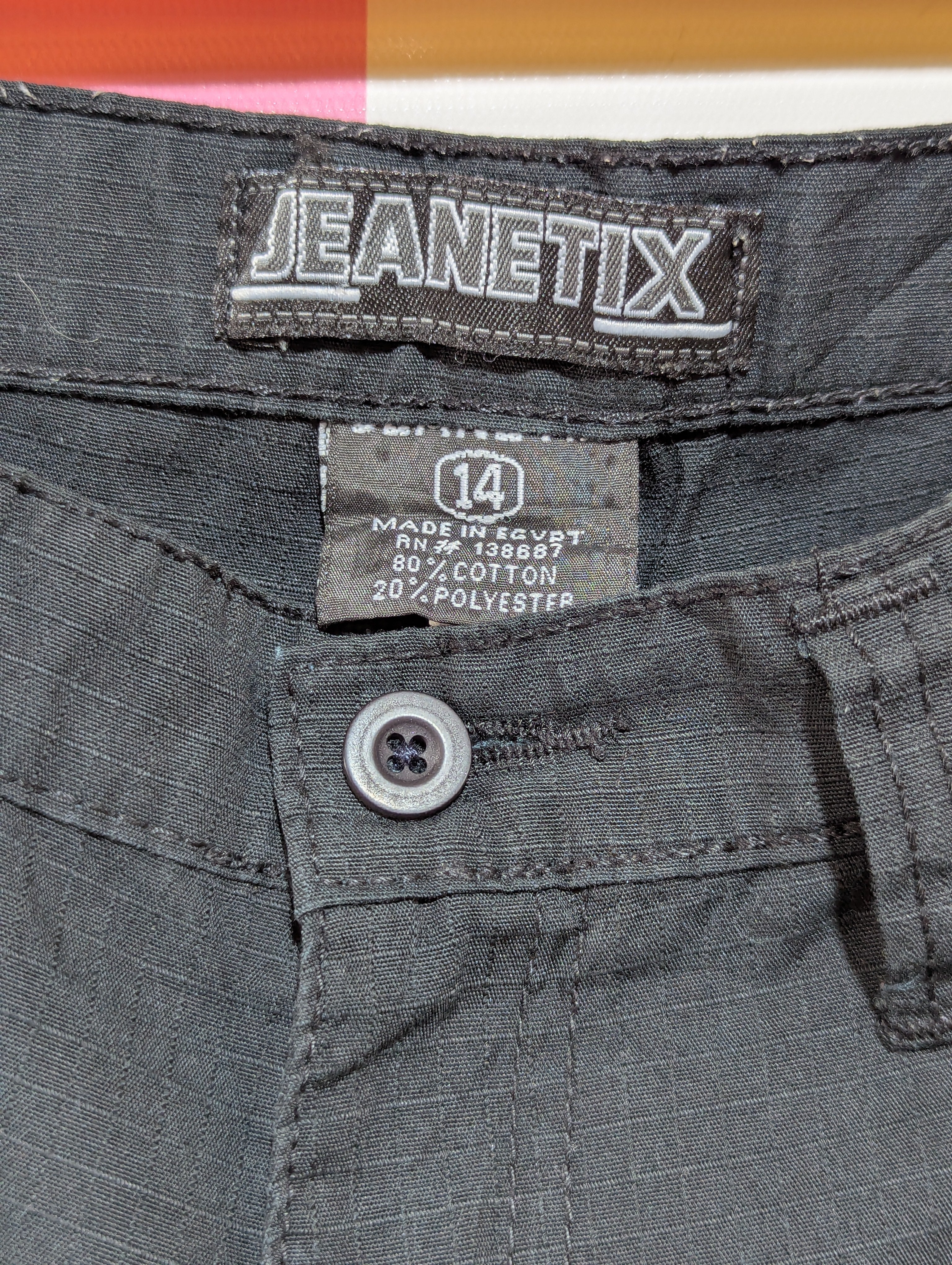 Jeanetix Boys Charcoal Black Ripstop Cargo Shorts - Size 14 (Estimated Age 13-14 Years) AB1