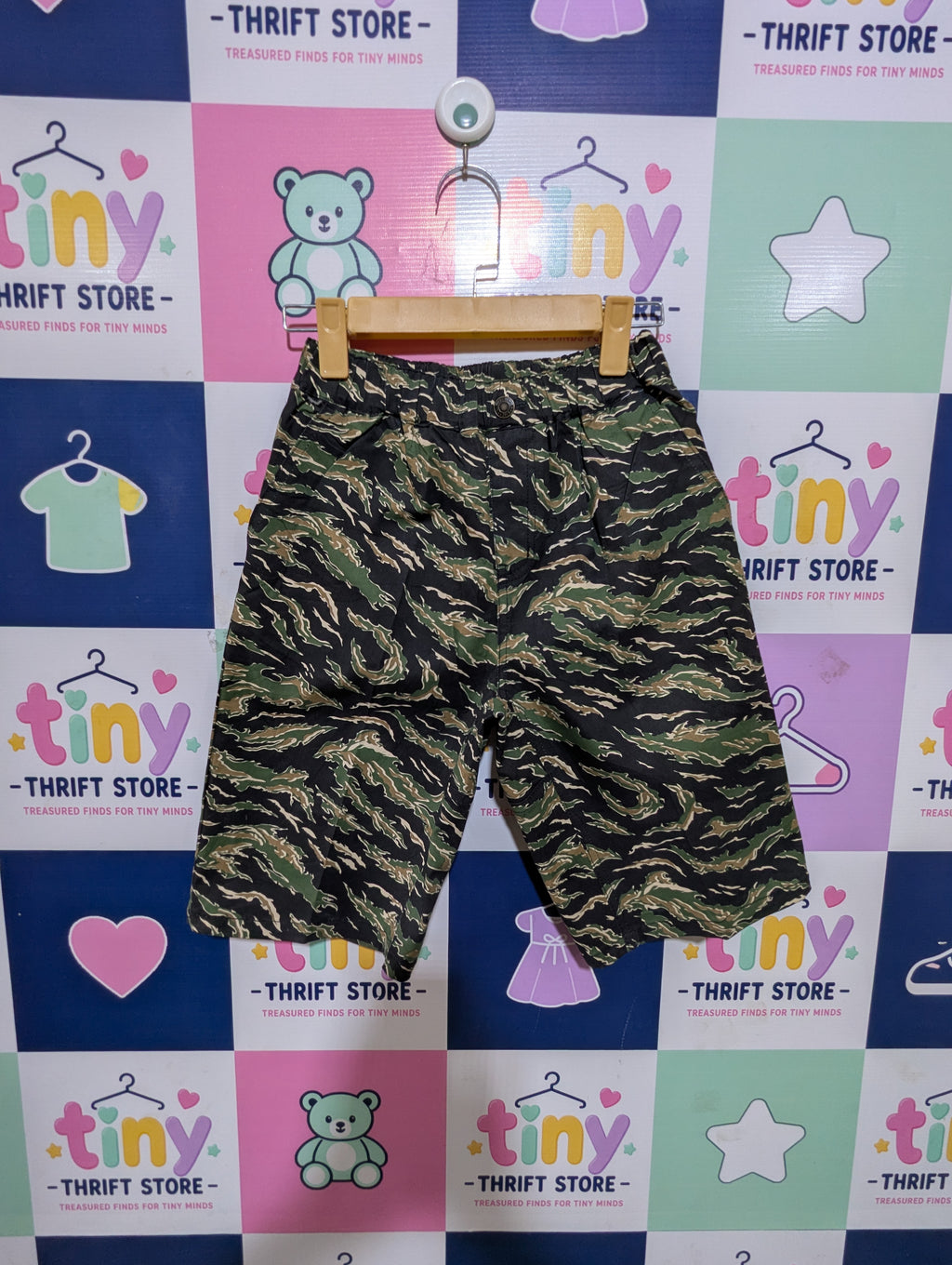 Glazos Boys Tiger Stripe Camouflage Cargo Shorts - Size 160 Estimated Age 13-14 Years AB1
