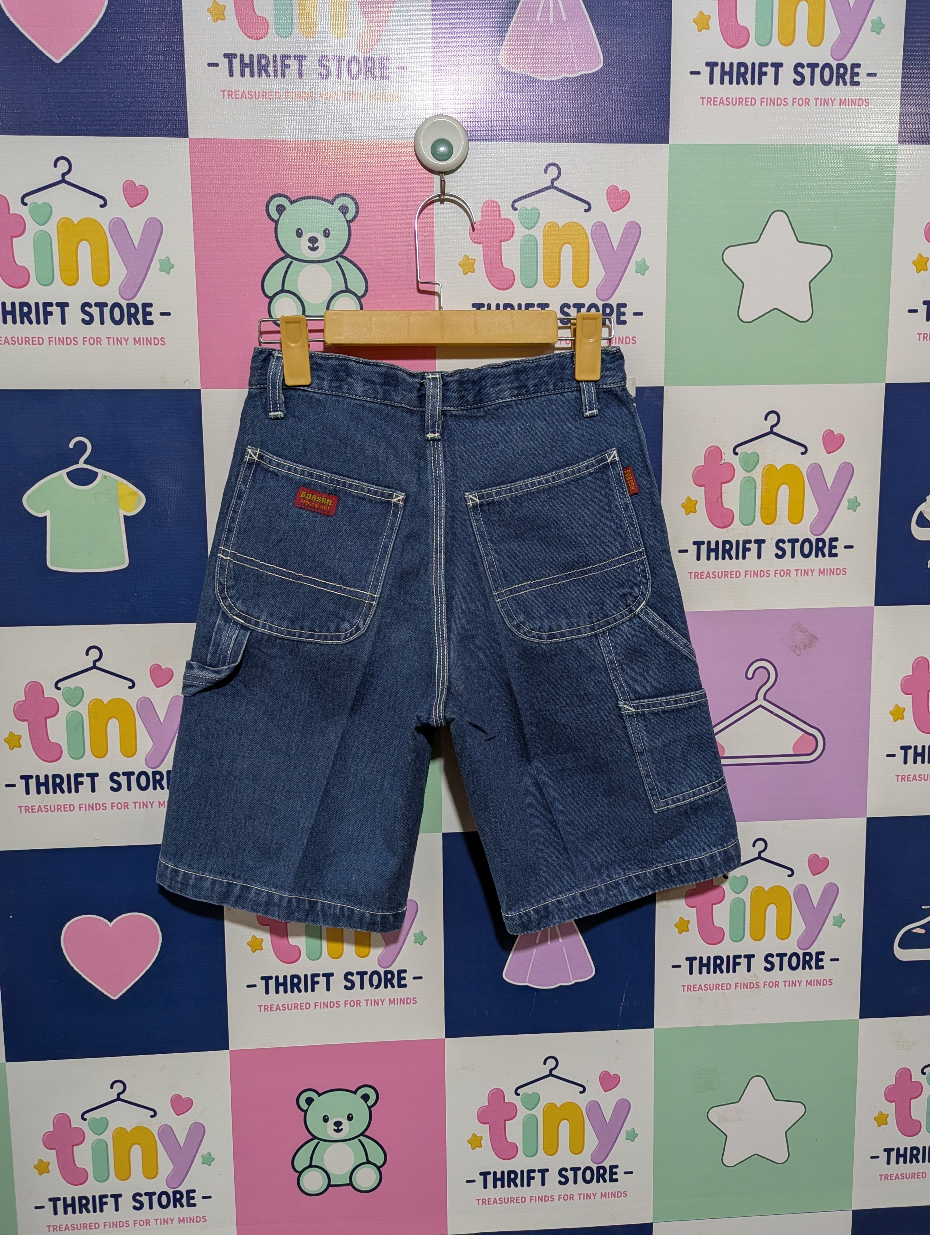 Bobson Boys Medium Wash Denim Carpenter Utility Shorts - Size 150 Estimated Age 11-12 Years AB1