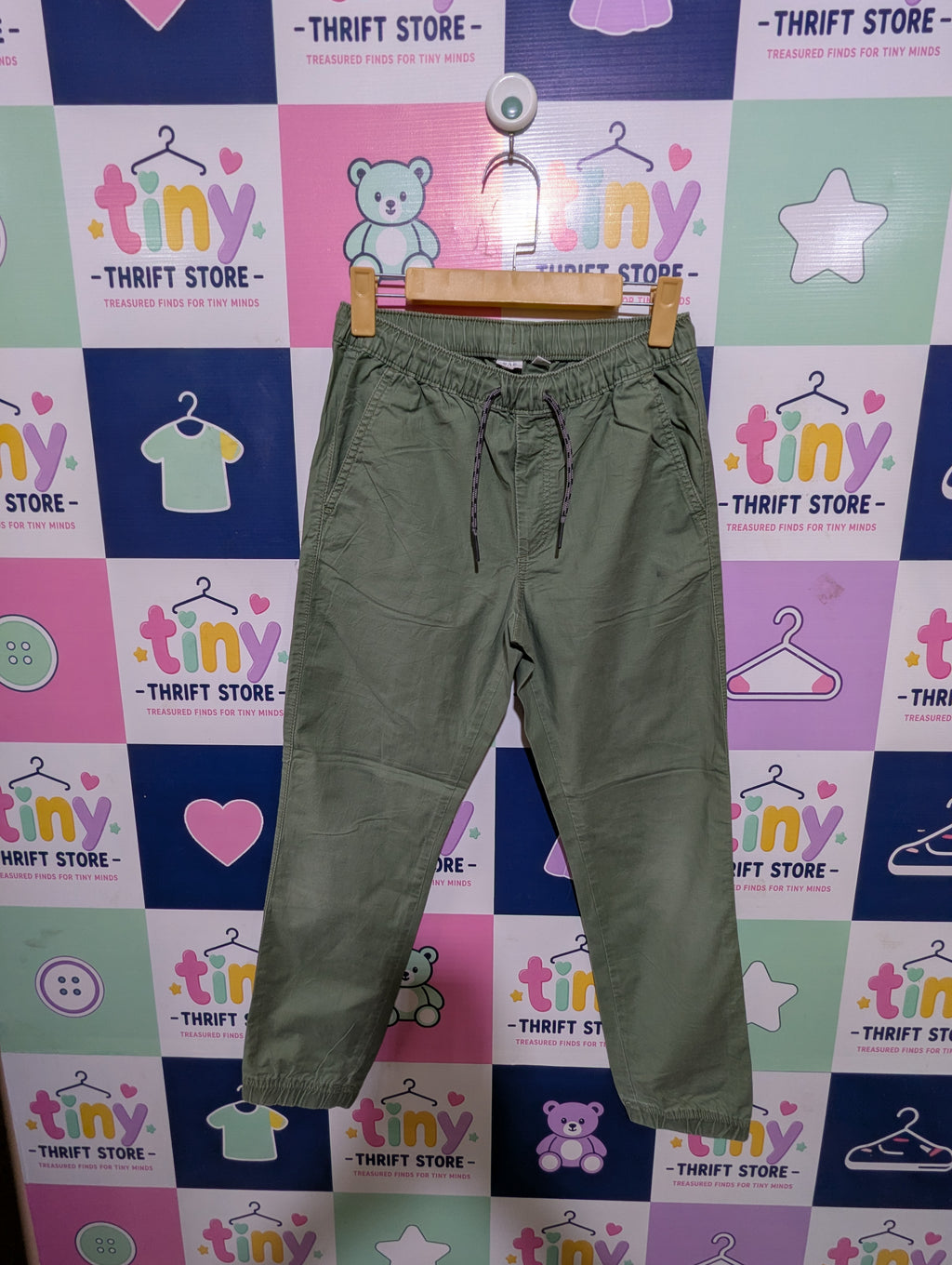 GAP Kids Boys Olive Green Elastic Waist Pull-On Jogger Pants - Size XXL Regular (Estimated Age 14 Years) AB1