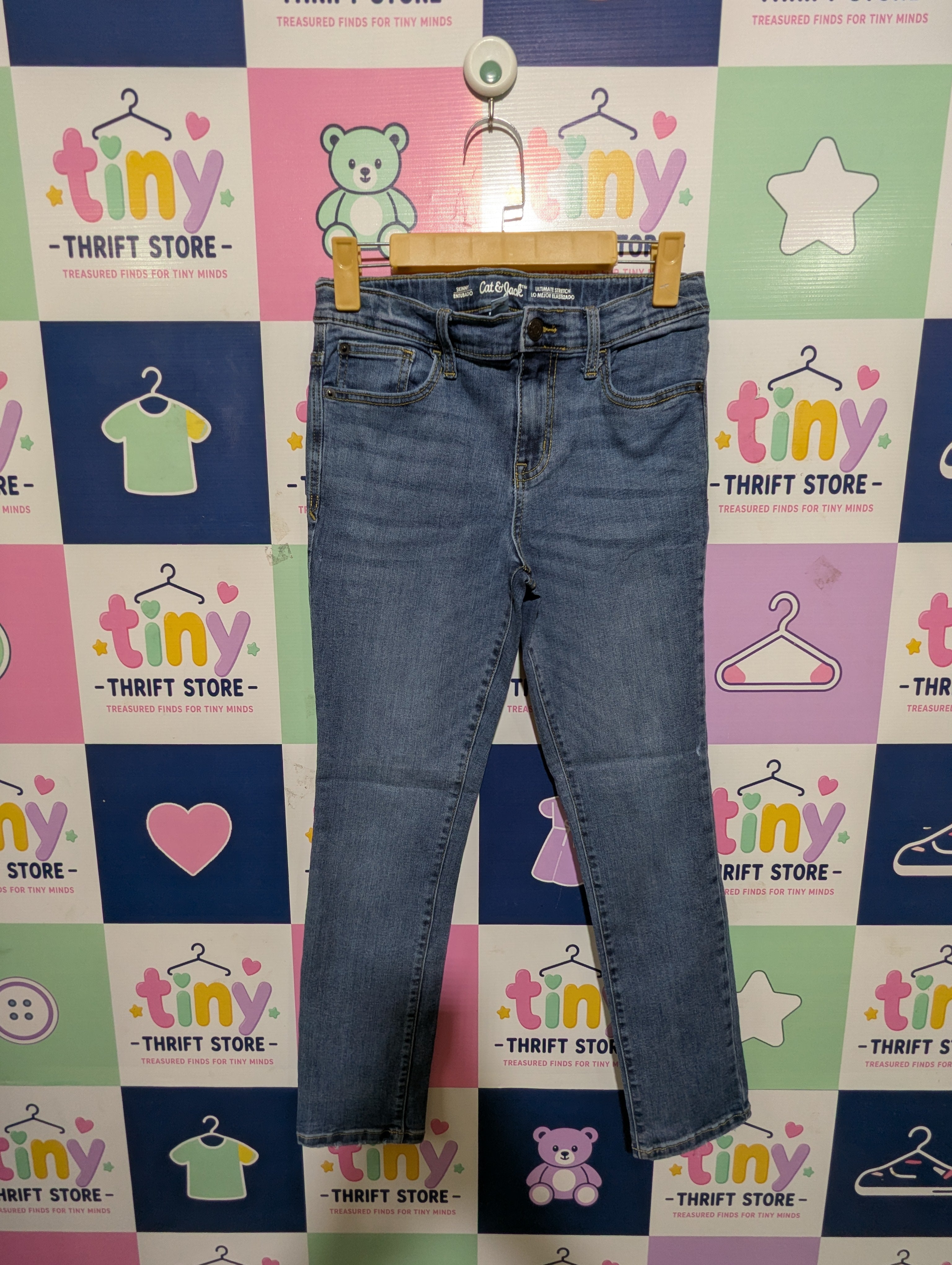 Cat & Jack Boys Medium Wash "Ultimate Stretch" Skinny Denim Jeans - Size 14 (Estimated Age 13-14 Years) AB1