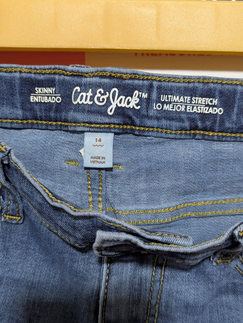 Cat & Jack Boys Medium Wash "Ultimate Stretch" Skinny Denim Jeans - Size 14 (Estimated Age 13-14 Years) AB1
