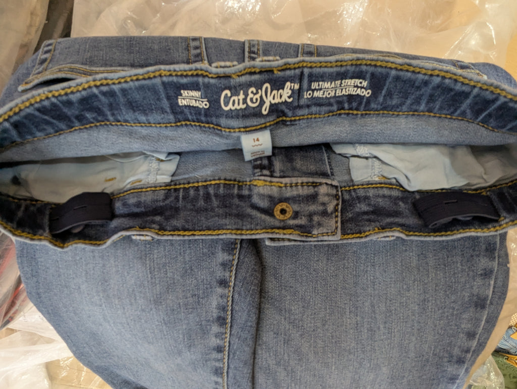 Cat & Jack Boys Medium Wash "Ultimate Stretch" Skinny Denim Jeans - Size 14 (Estimated Age 13-14 Years) AB1