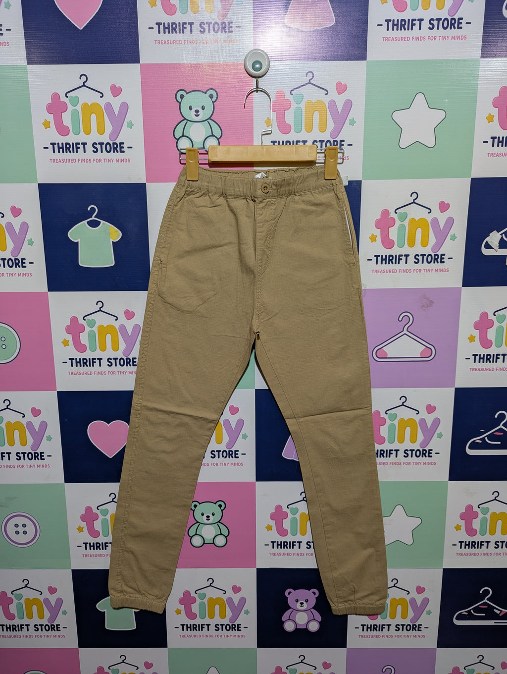 ikka Kids Unisex Khaki Jogger Pants Chino Trousers – Size 160 (Estimated Age 13-14 Years) AB1