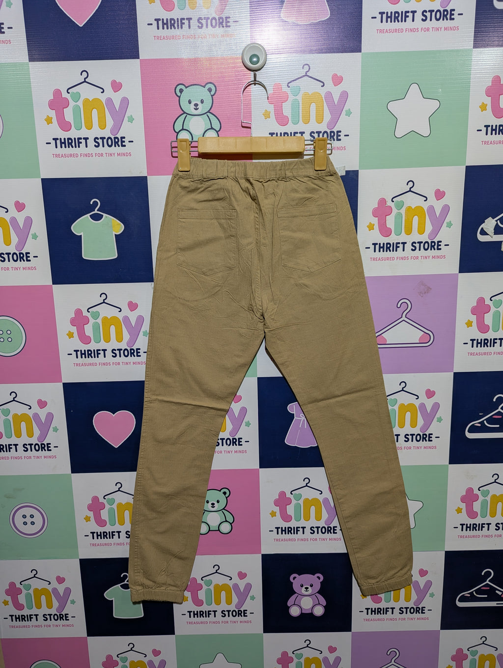 ikka Kids Unisex Khaki Jogger Pants Chino Trousers – Size 160 (Estimated Age 13-14 Years) AB1