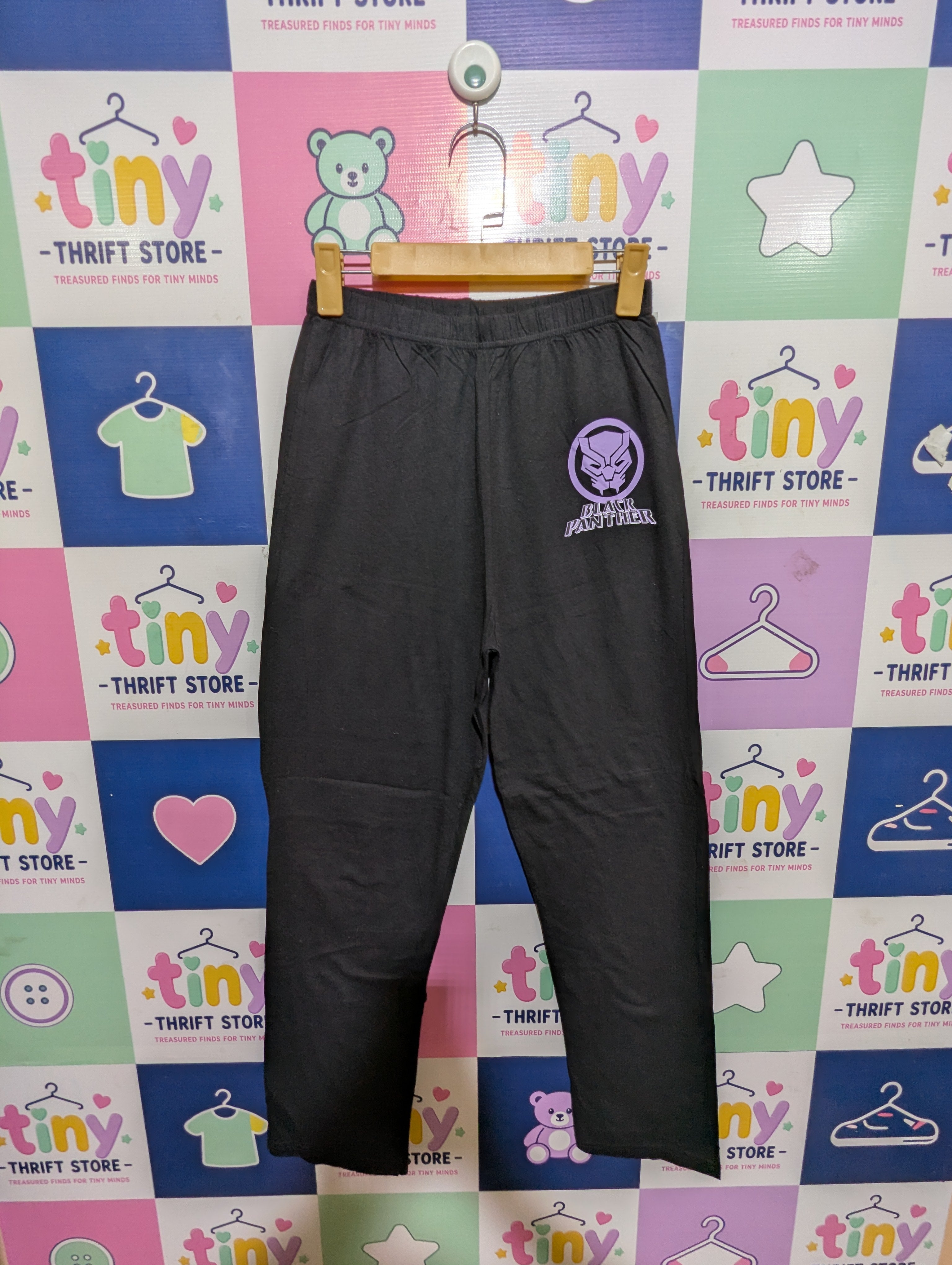 Primark Cares Kids Unisex Black "Marvel Black Panther" Lounge Pants / Joggers - Size Estimated Age 12-13 Years AB1