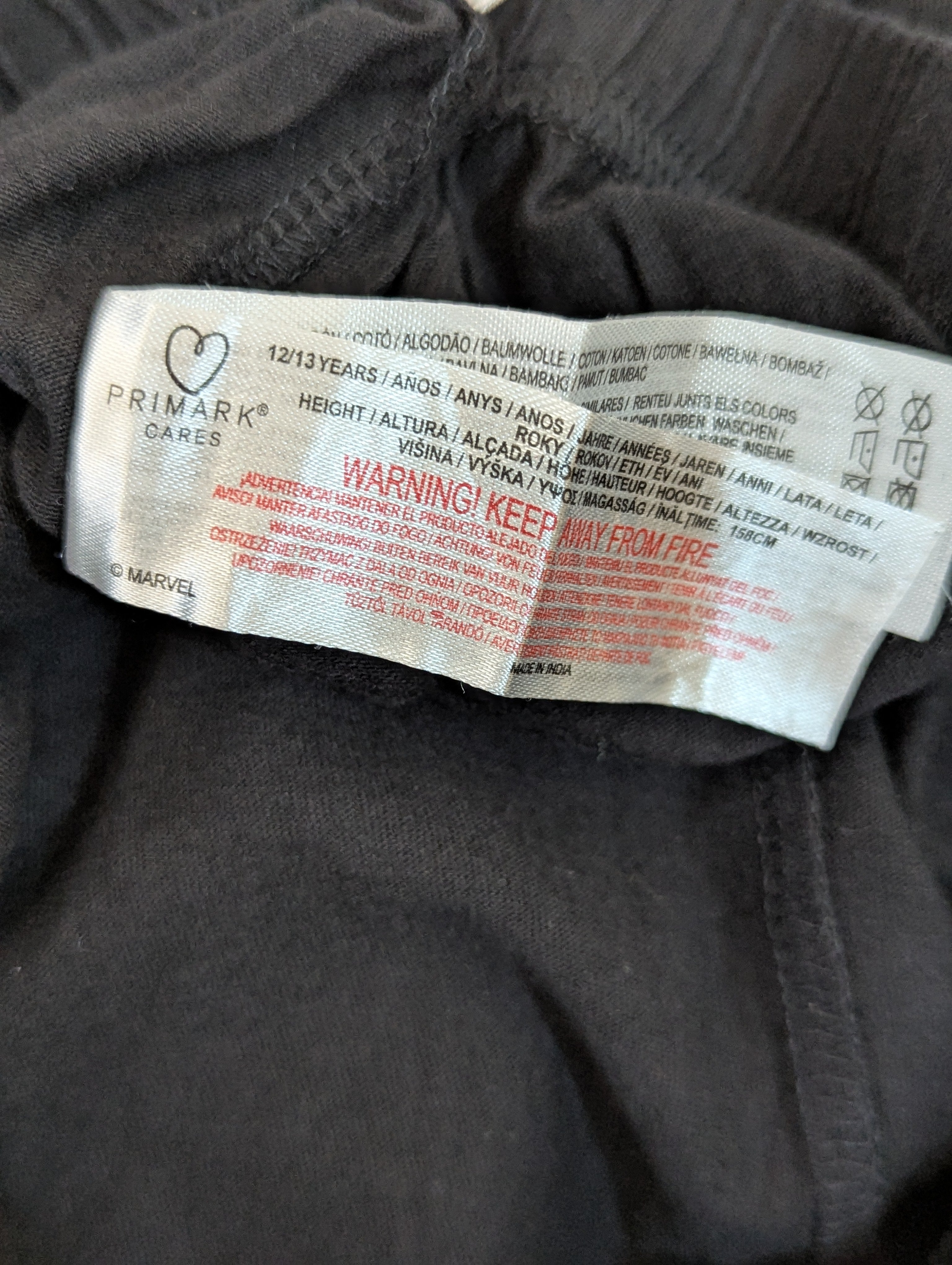 Primark Cares Kids Unisex Black "Marvel Black Panther" Lounge Pants / Joggers - Size Estimated Age 12-13 Years AB1