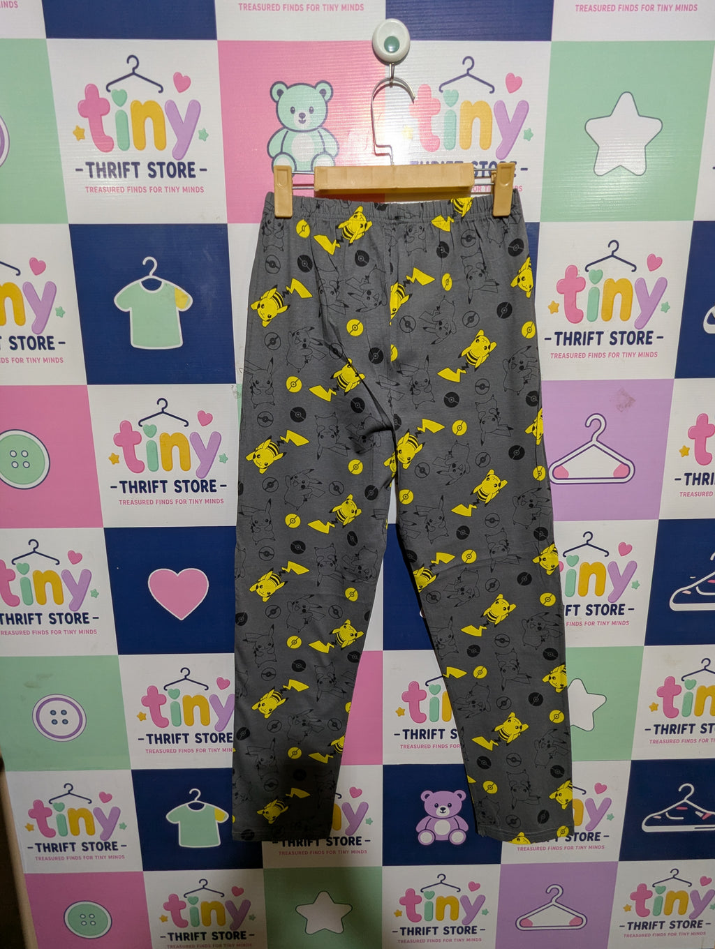 Primark Cares Kids Unisex Grey "Pokémon Pikachu" All-Over Print Pajama Pants / Joggers - Size Estimated Age 12-13 Years AB1