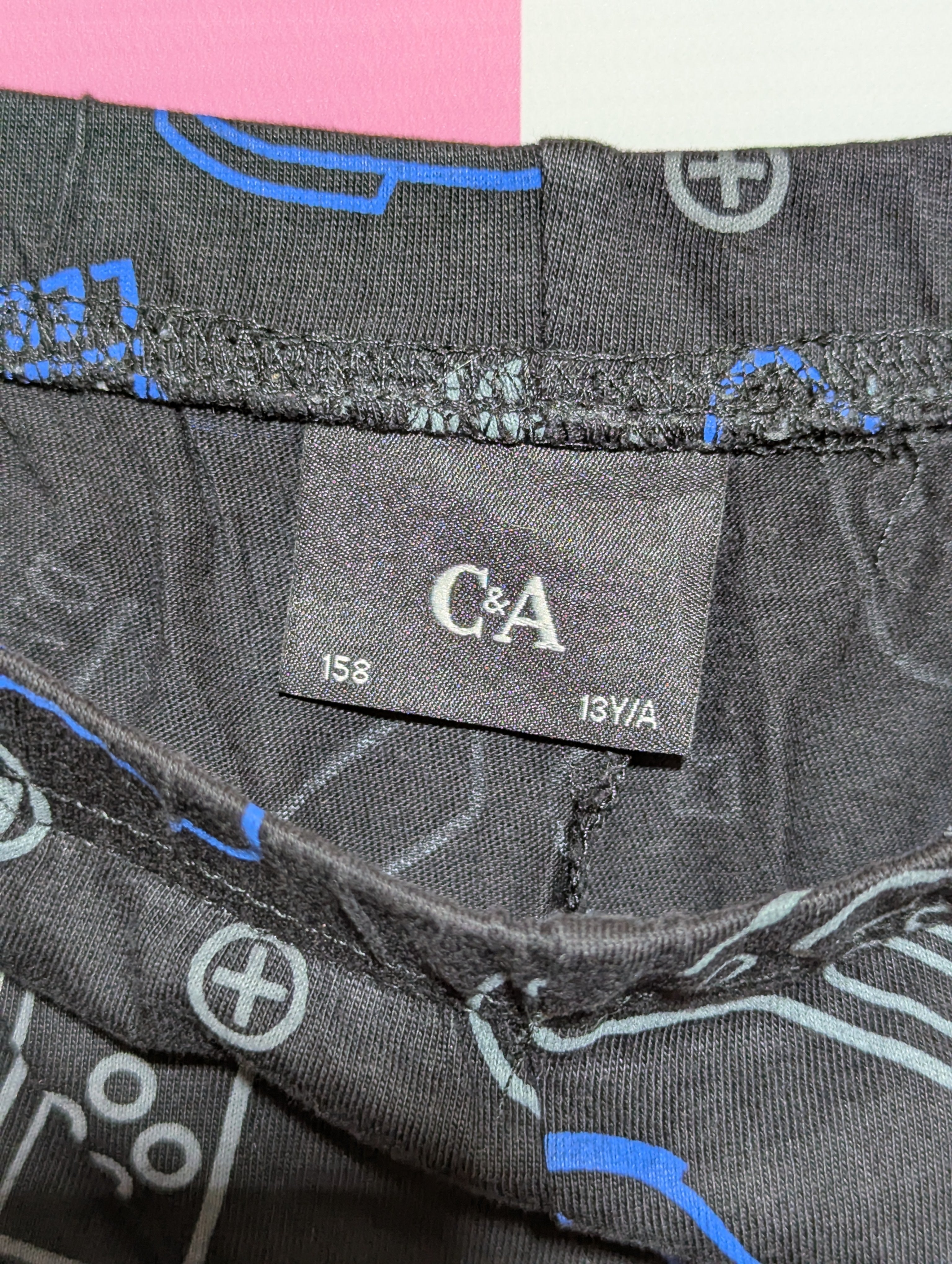 C&A Boys Black "Gaming Virtual Legend" All-Over Print Joggers / Pajama Pants - Size Estimated Age 13 Years AB1