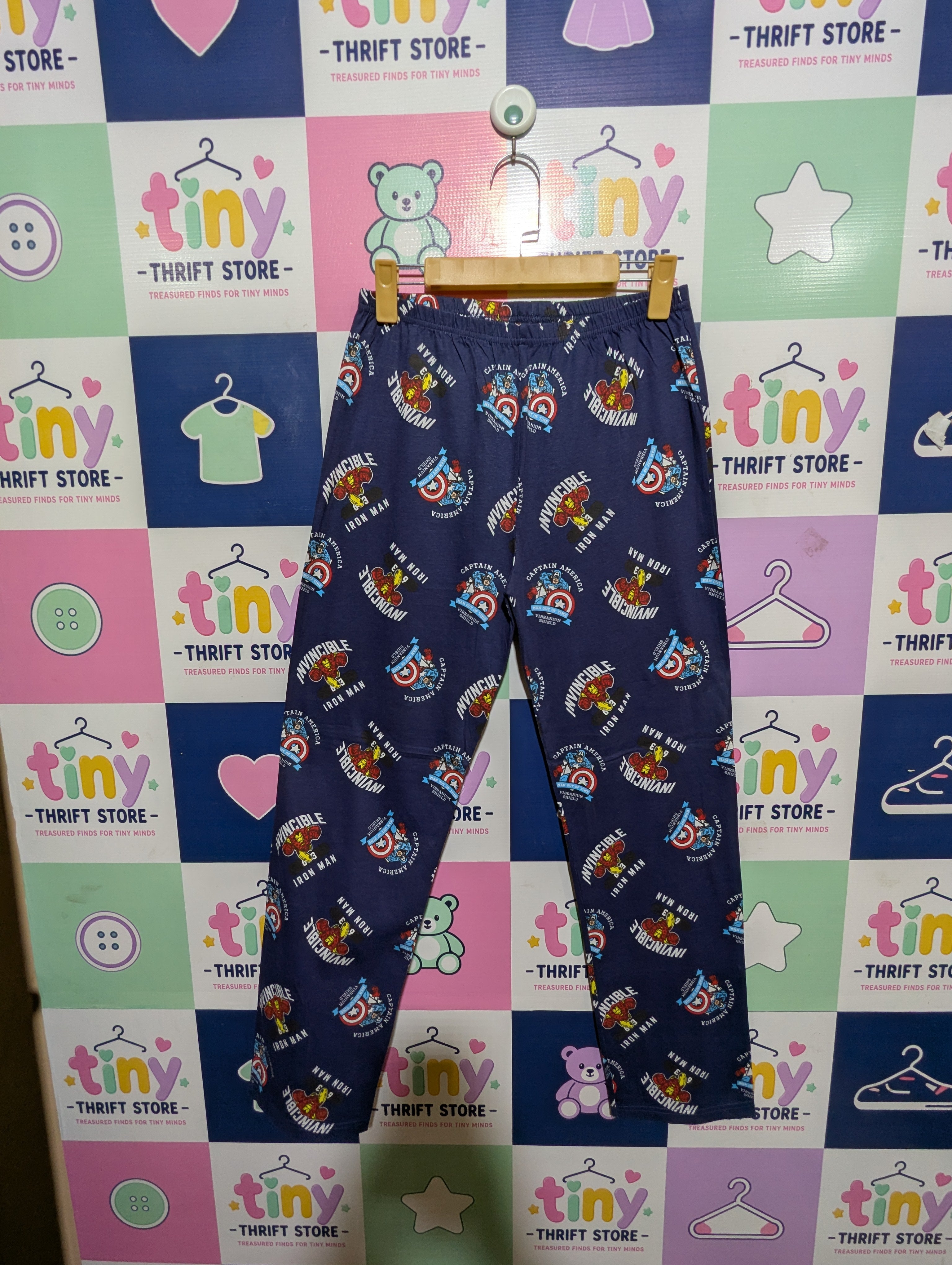 Primark Kids Boys Navy Blue "Marvel Avengers Invincible" All-Over Print Pajama Pants / Joggers - Size Estimated Age 12-13 Years AB1