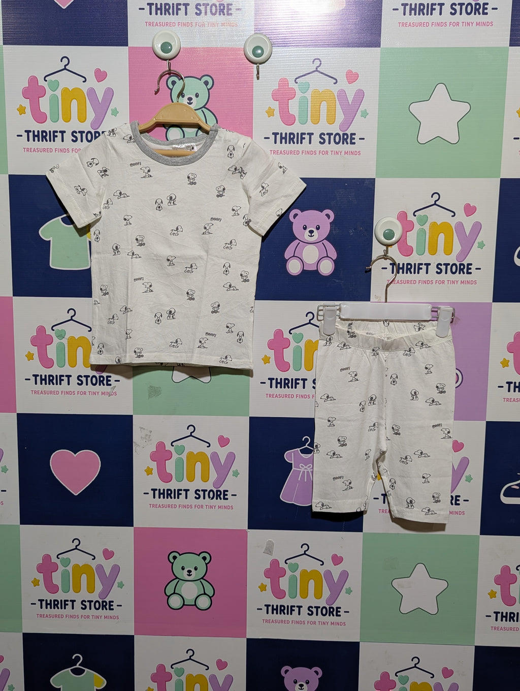 H&M Unisex Baby Snoopy Peanuts Graphic T-Shirt and Shorts Set - Size 12-18M Estimated Age 1-1.5 Years AB1