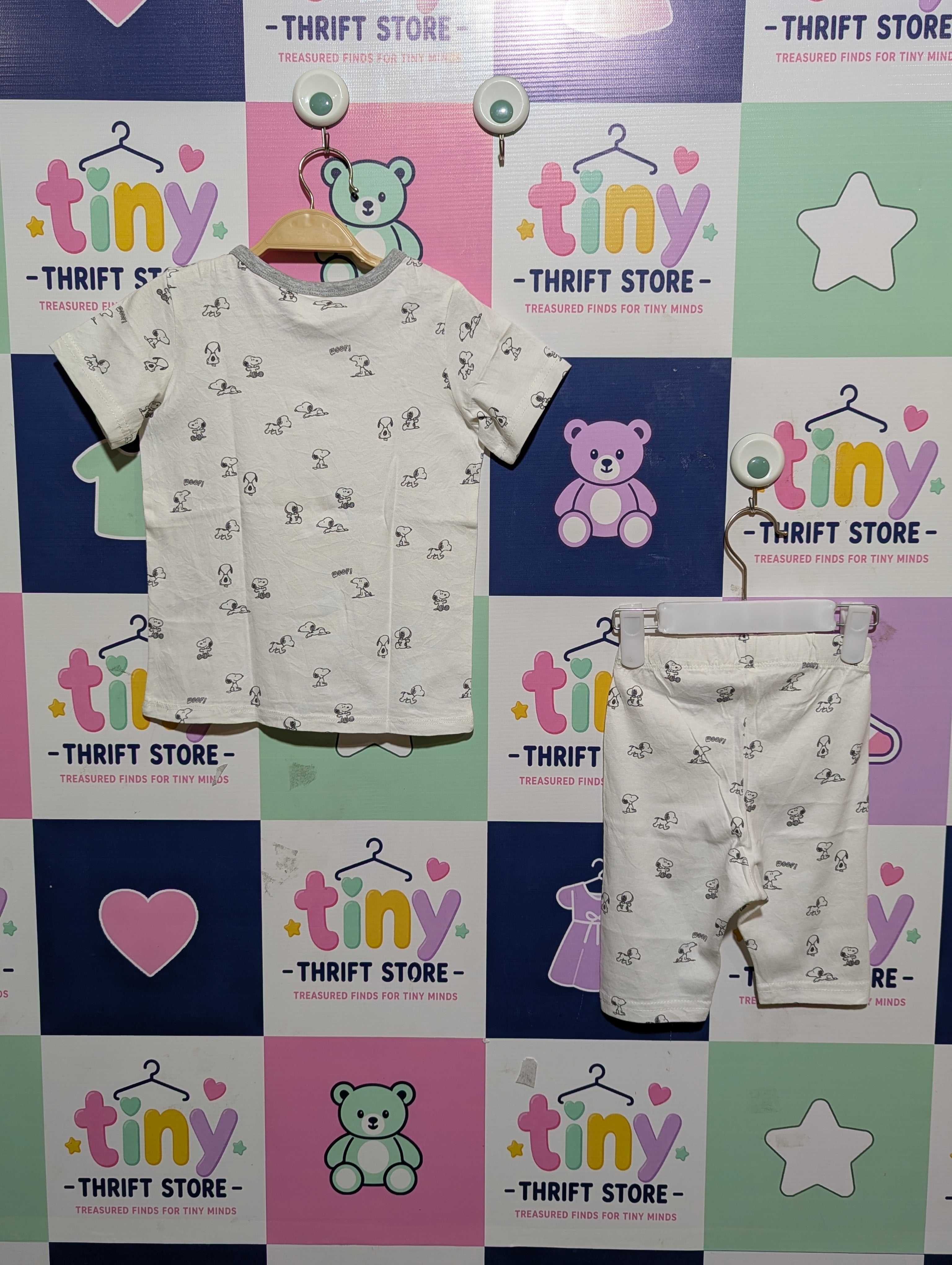 H&M Unisex Baby Snoopy Peanuts Graphic T-Shirt and Shorts Set - Size 12-18M Estimated Age 1-1.5 Years AB1