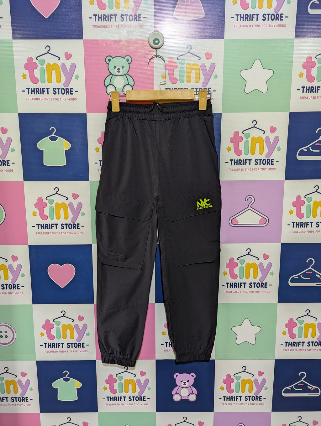 Chapter Young Boys Charcoal Grey "NYC" Cargo Jogger Pants - Size 140 Estimated Age 9-10 Years AB1