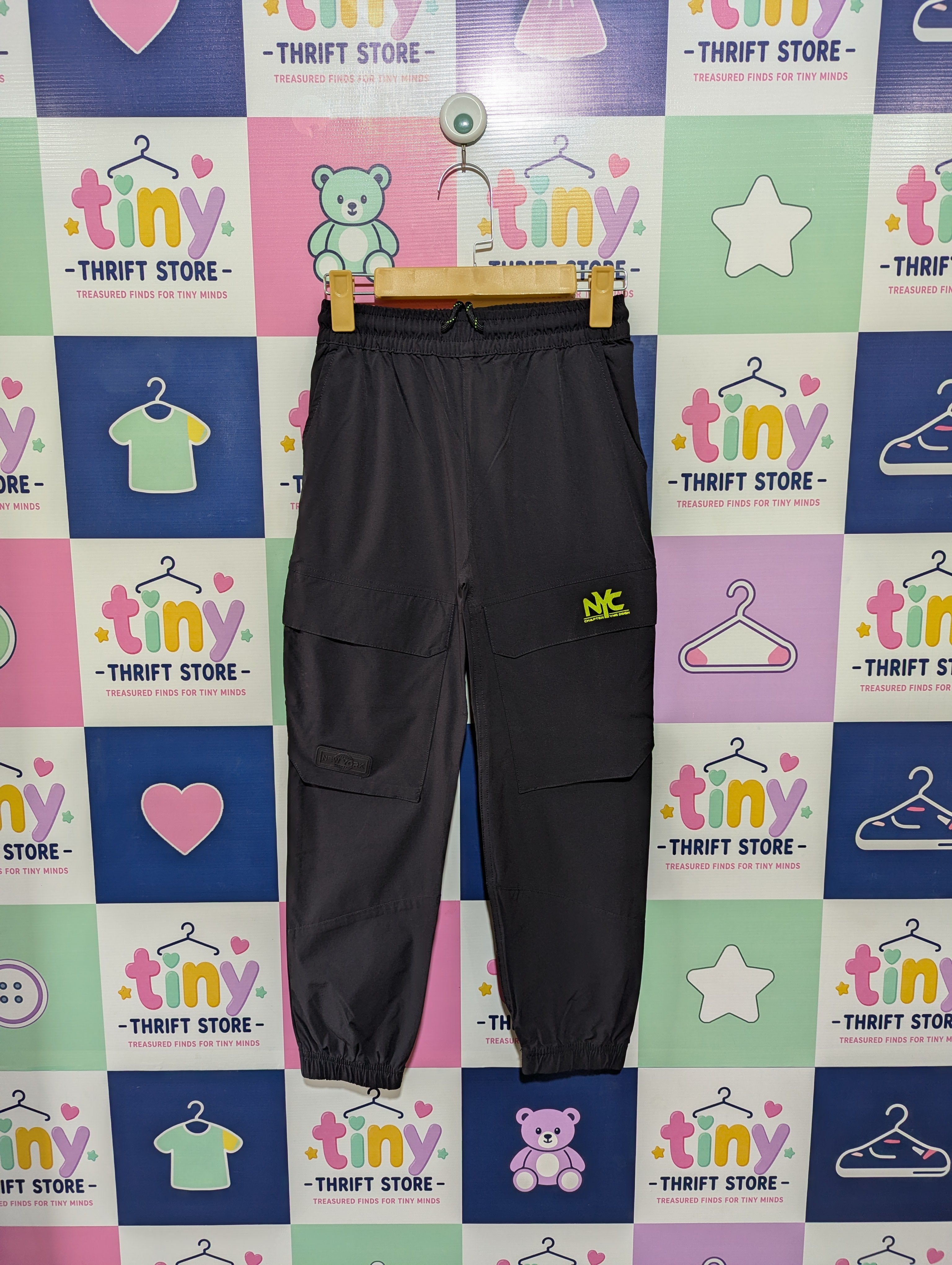 Chapter Young Boys Charcoal Grey "NYC" Cargo Jogger Pants - Size 140 Estimated Age 9-10 Years AB1