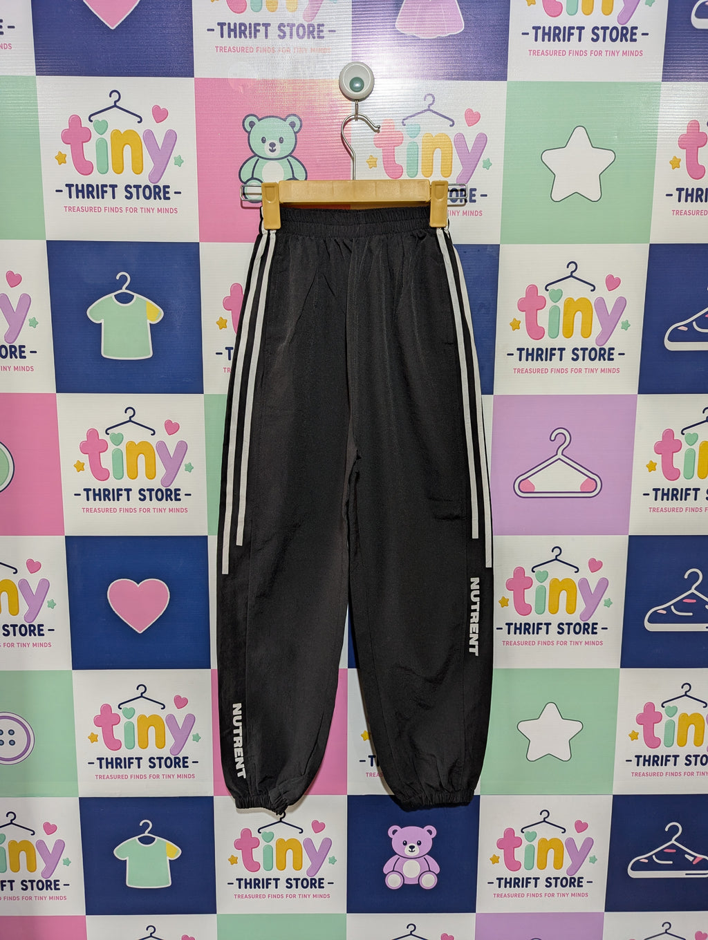 Unbranded Unisex Black Triple-Stripe "NUTRENT" Athletic Track Pants - Size 150 Estimated Age 10-12 Years AB1