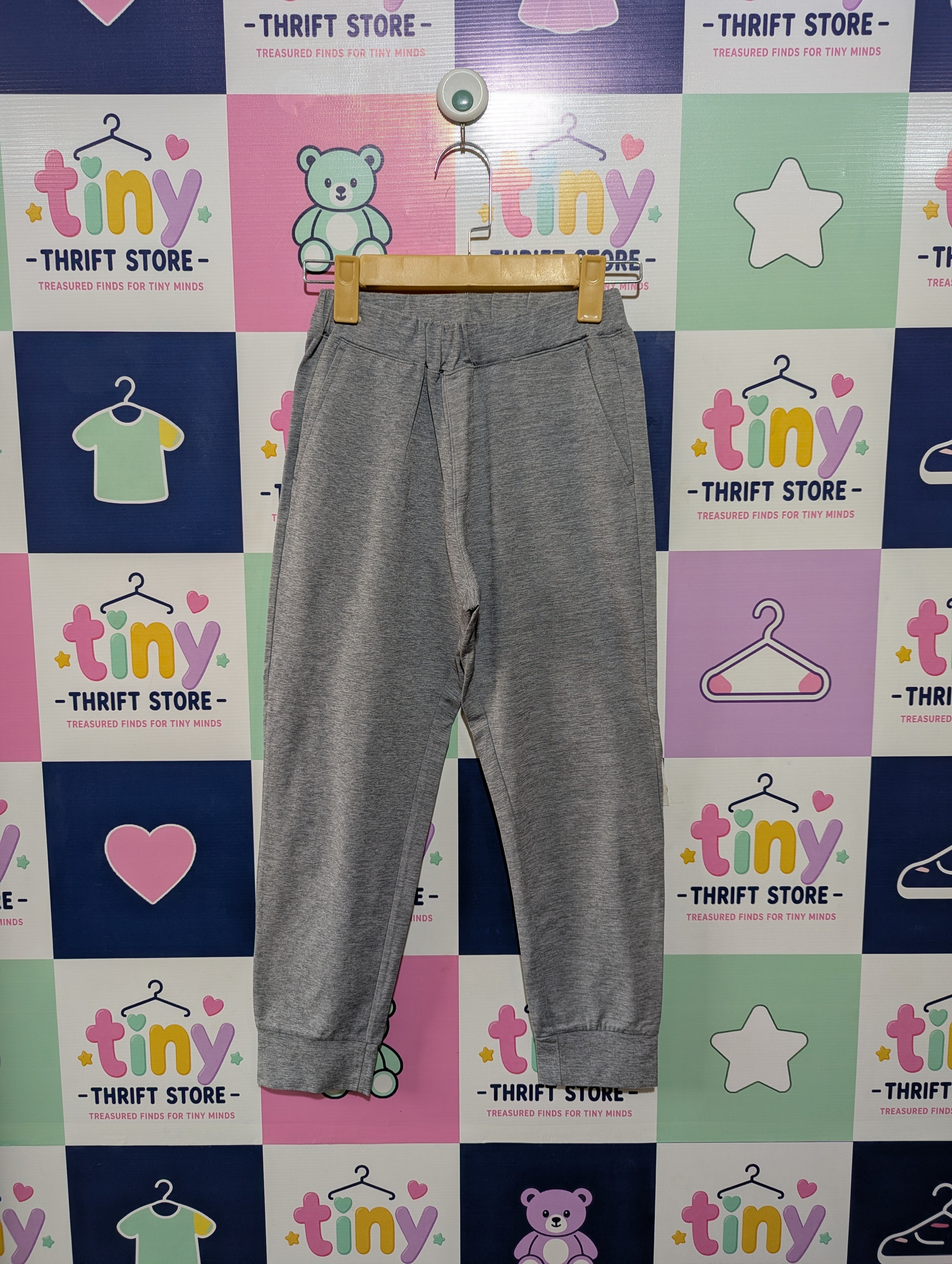 Uniqlo Unisex Heather Grey Ultra Stretch Active Jogger Pants - Size 140 Estimated Age 9-10 Years AB1