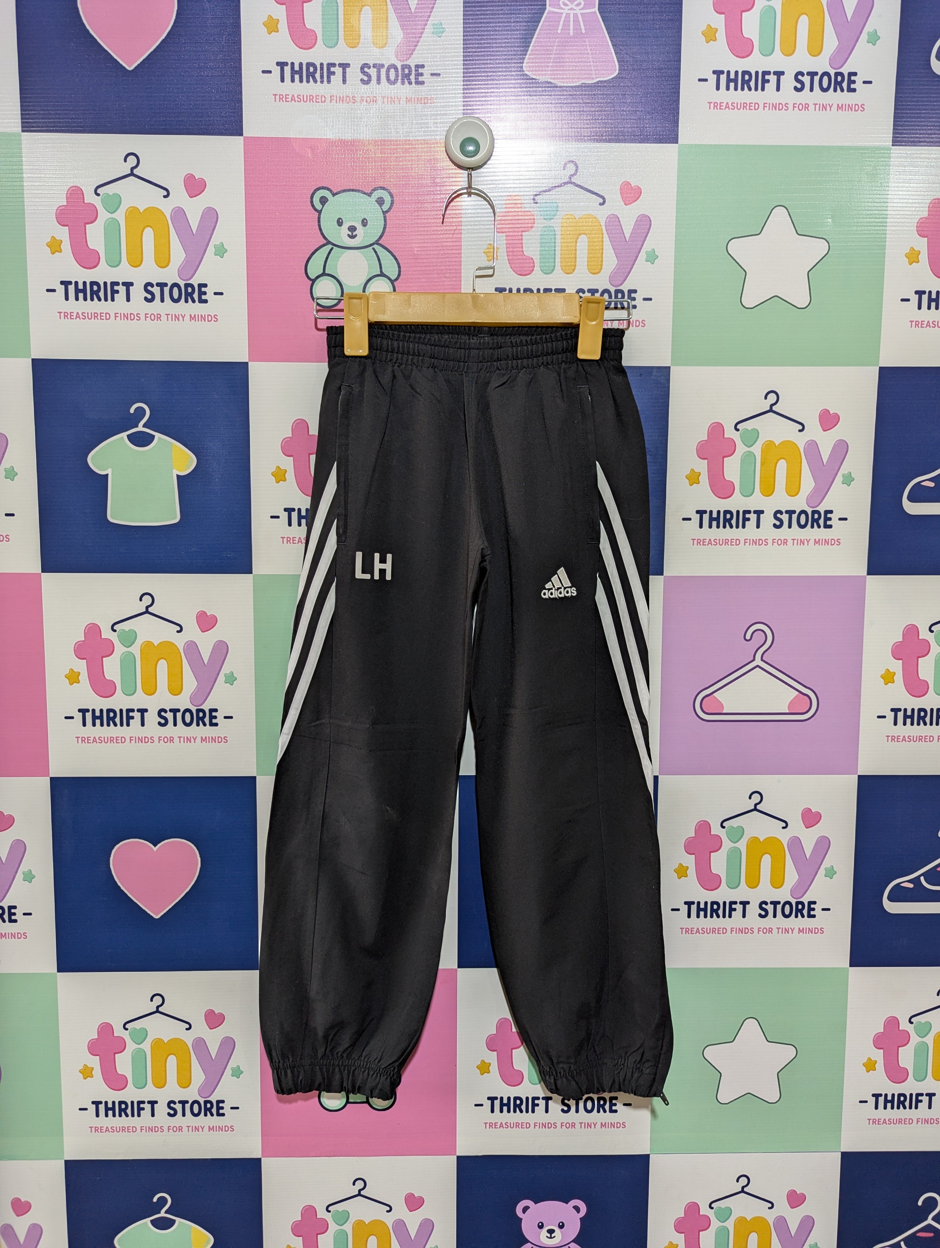 Adidas Boys Black Three-Stripe Windbreaker Track Pants - Size 128 Estimated Age 7-8 Years AB1