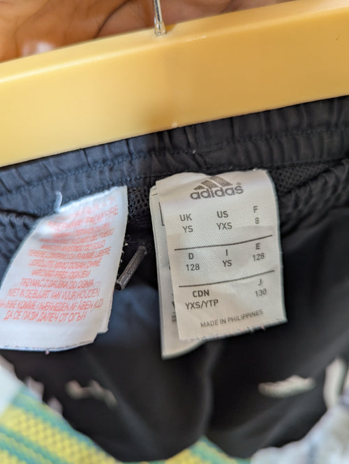 Adidas Boys Black Three-Stripe Windbreaker Track Pants - Size 128 Estimated Age 7-8 Years AB1