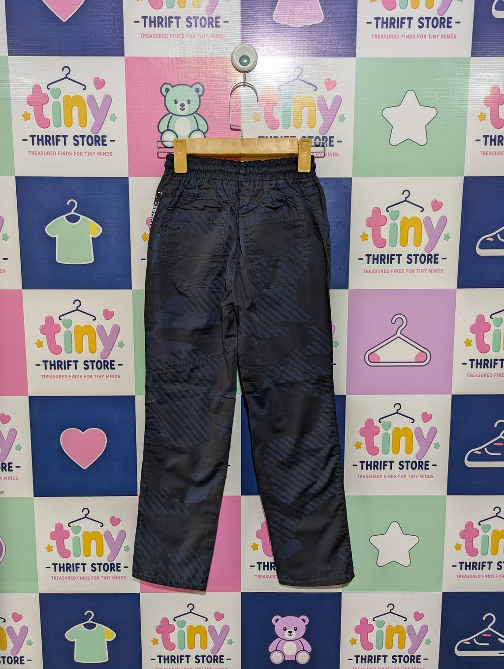 Tandem Japan Boys Navy Blue Camouflage Cargo Adventure Pants - Size 130 Estimated Age 7-8 Years AB1