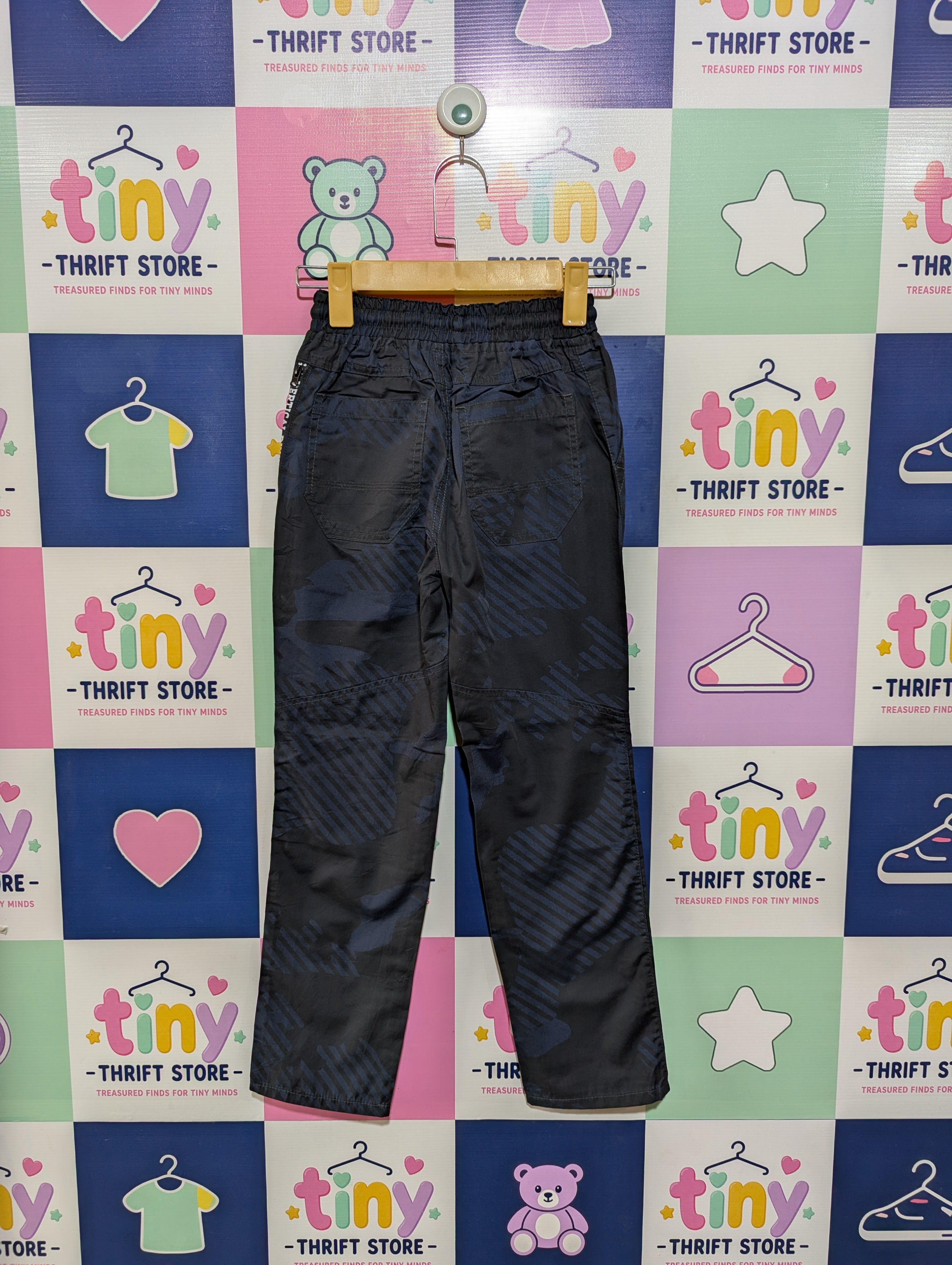 Tandem Japan Boys Navy Blue Camouflage Cargo Adventure Pants - Size 130 Estimated Age 7-8 Years AB1