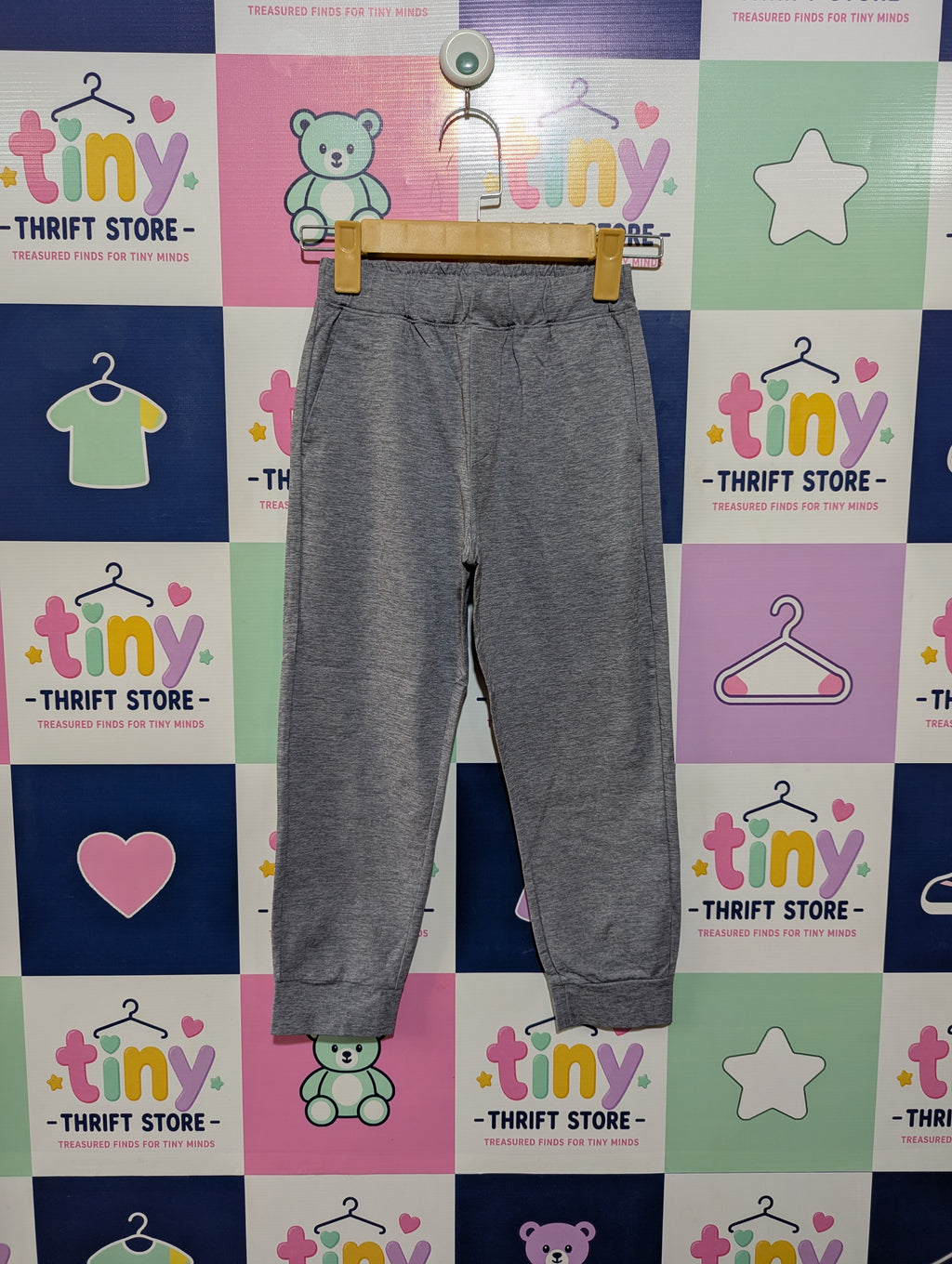 Uniqlo Unisex Boys Girls Heather Grey Ultra Stretch Jogger Pants - Size 130 Estimated Age 7-8 Years AB1