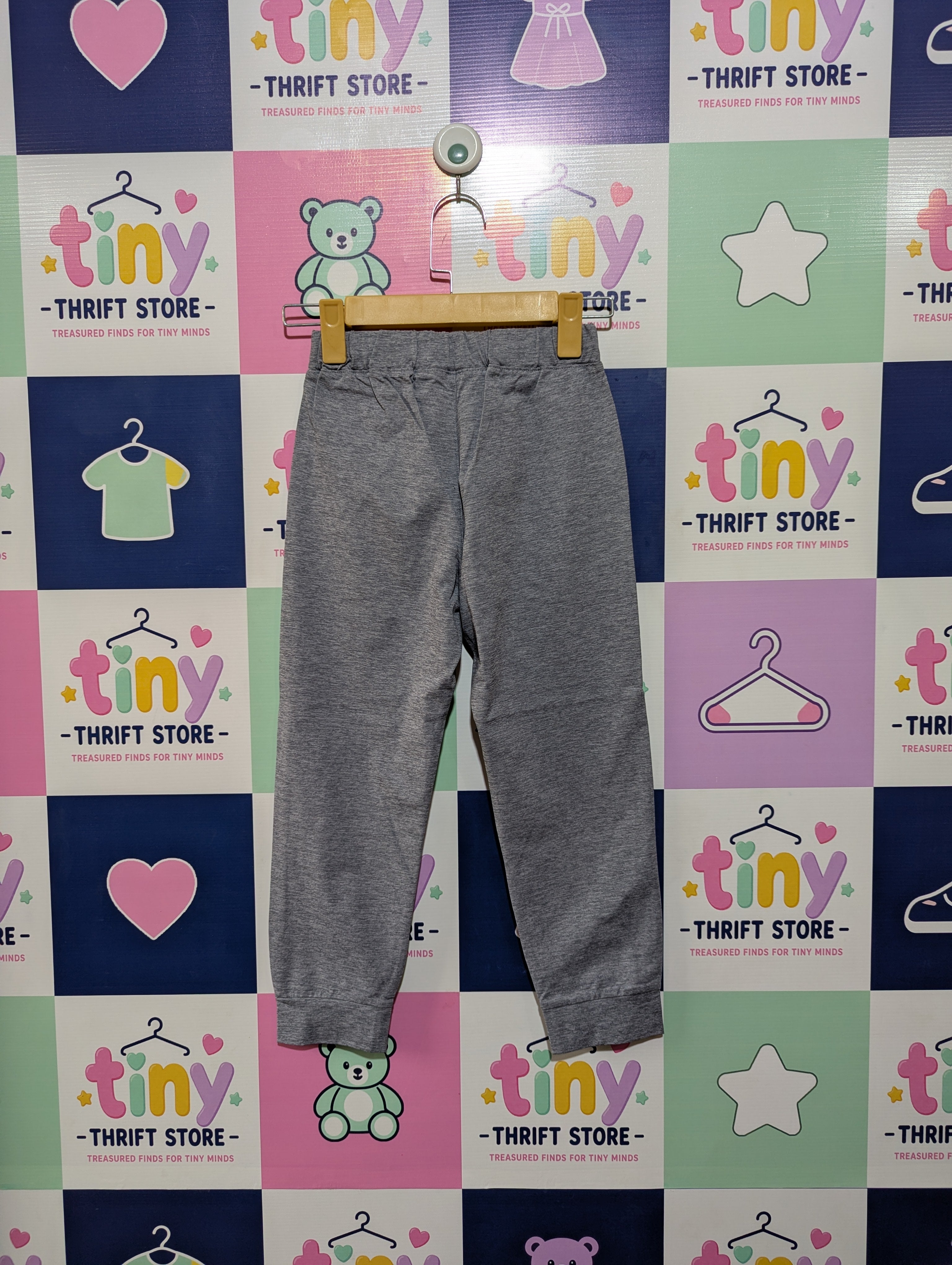 Uniqlo Unisex Boys Girls Heather Grey Ultra Stretch Jogger Pants - Size 130 Estimated Age 7-8 Years AB1