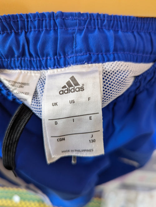 Adidas Unisex Boys Girls Royal Blue Three-Stripe Athletic Track Pants - Size 130 Estimated Age 7-8 Years AB1