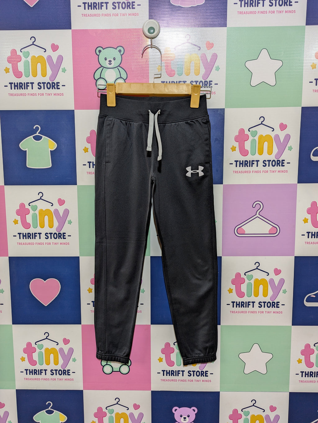 Under Armour Unisex Boys Girls Charcoal Grey Fleece Jogger Pants - Size YXS Estimated Age 5-6 Years AB1