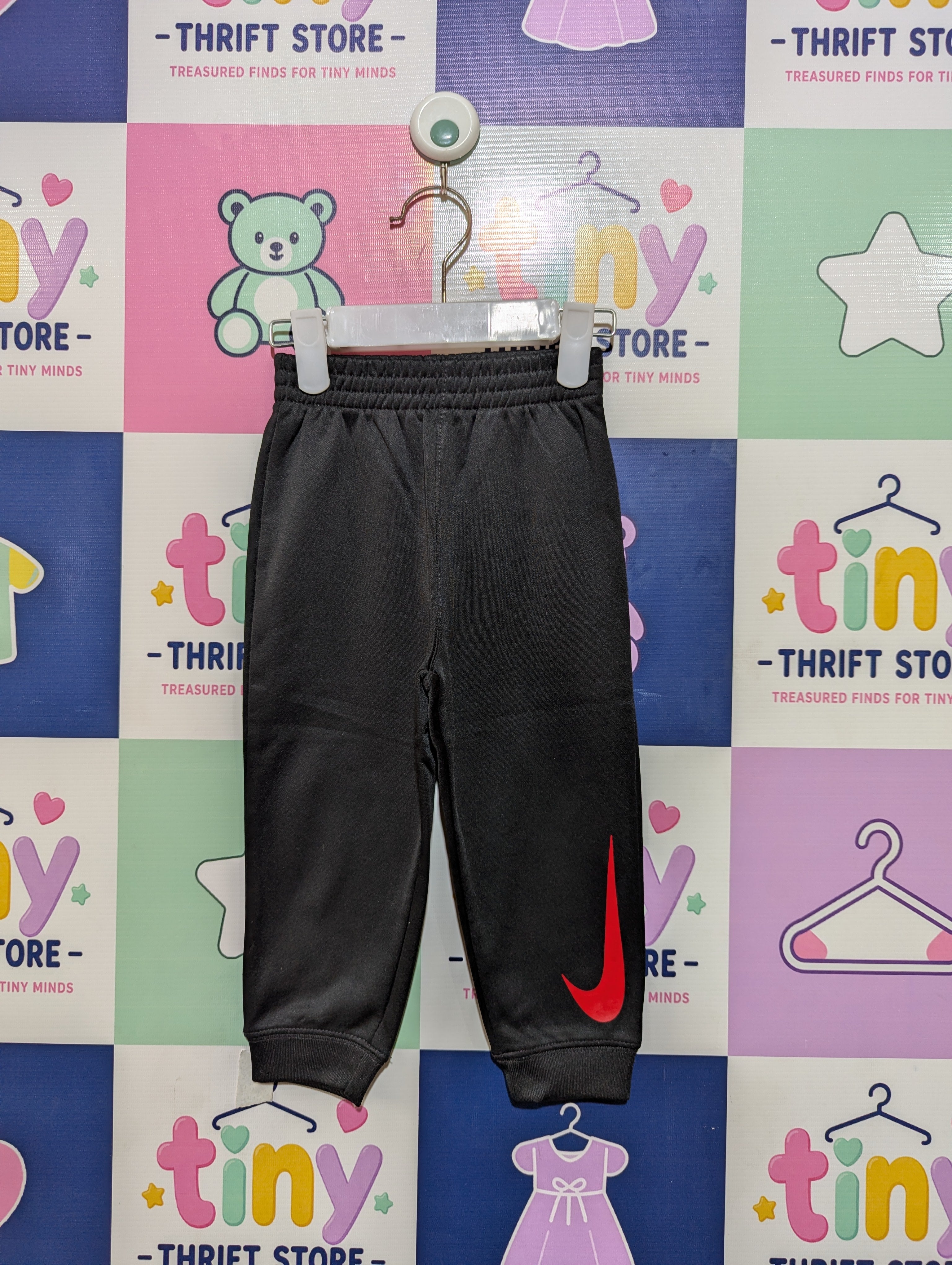 Nike Unisex Boys Girls Black Dri-FIT Big Swoosh Jogger Pants - Size 24M Estimated Age 1.5-2 Years AB1