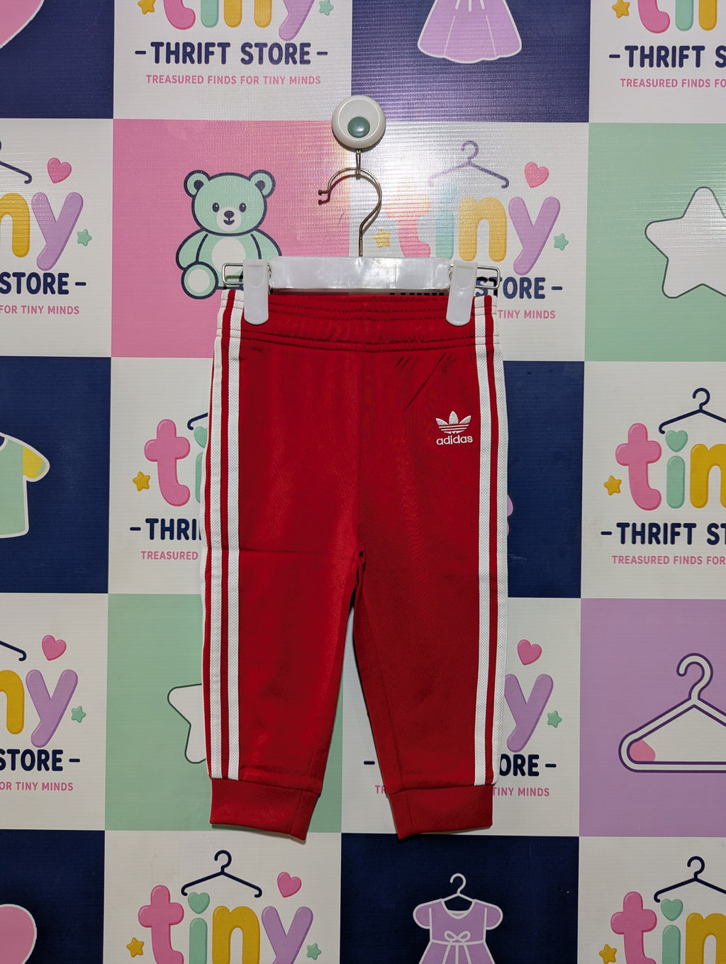 Adidas Unisex Boys Girls Scarlet Red Adicolor SST Track Pants - Size 085 Estimated Age 12-18 Months AB1