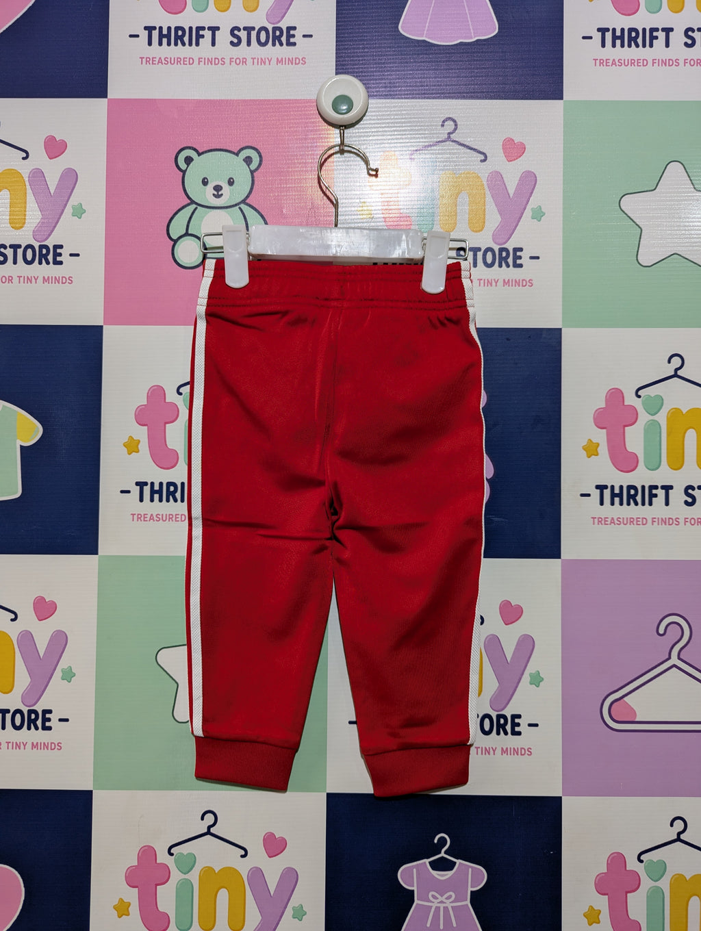 Adidas Unisex Boys Girls Scarlet Red Adicolor SST Track Pants - Size 085 Estimated Age 12-18 Months AB1