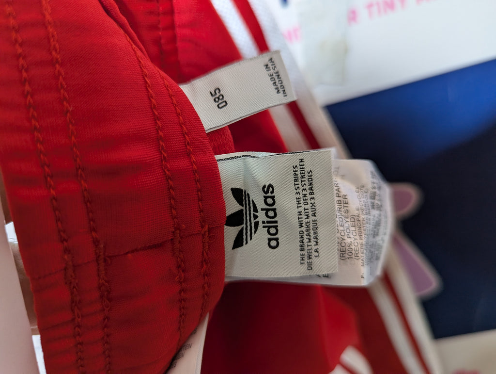 Adidas Unisex Boys Girls Scarlet Red Adicolor SST Track Pants - Size 085 Estimated Age 12-18 Months AB1