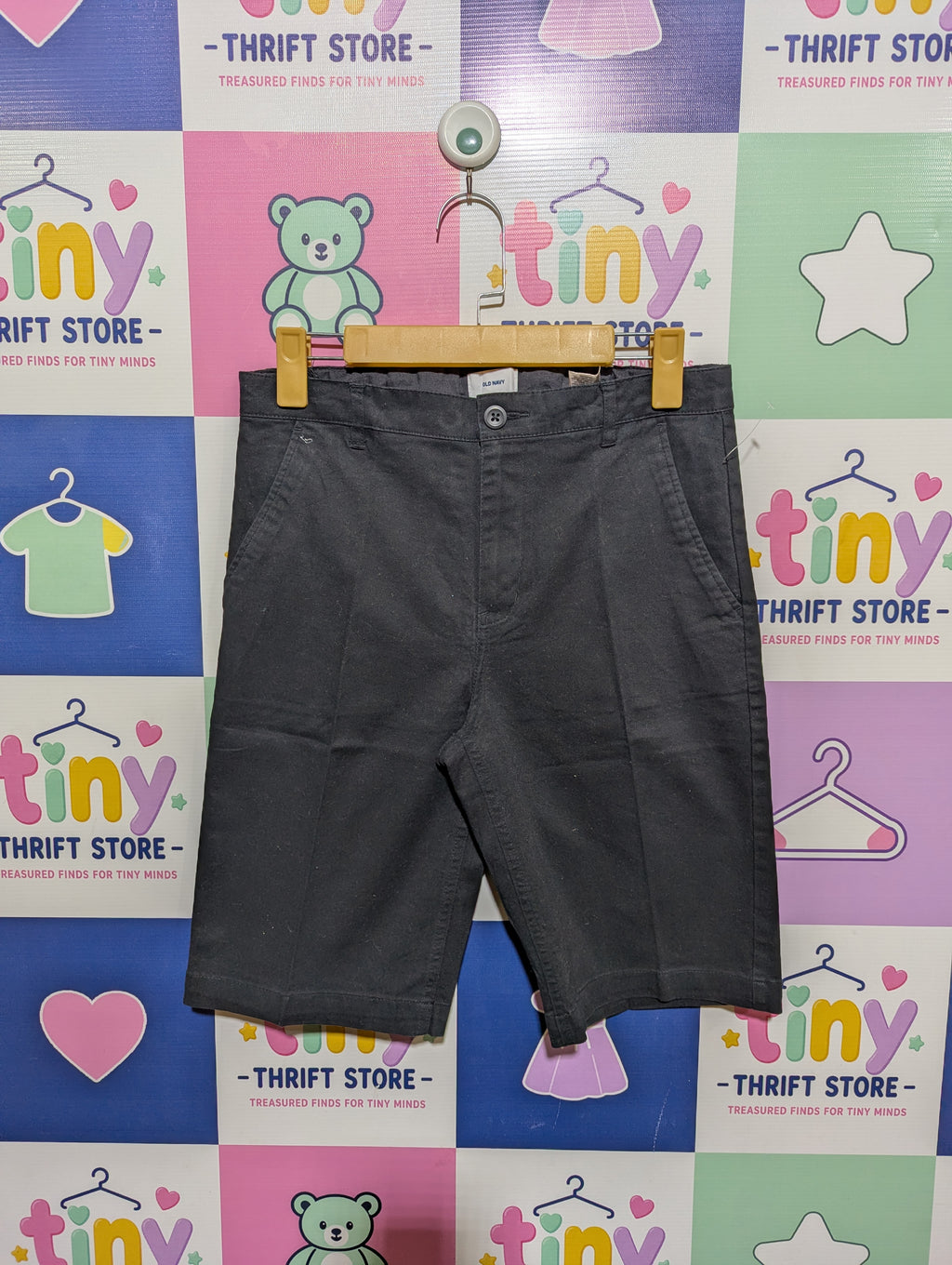 Old Navy Boys Dark Charcoal Grey Classic Uniform Chino Shorts - Size 16 Estimated Age 16 Years AB1
