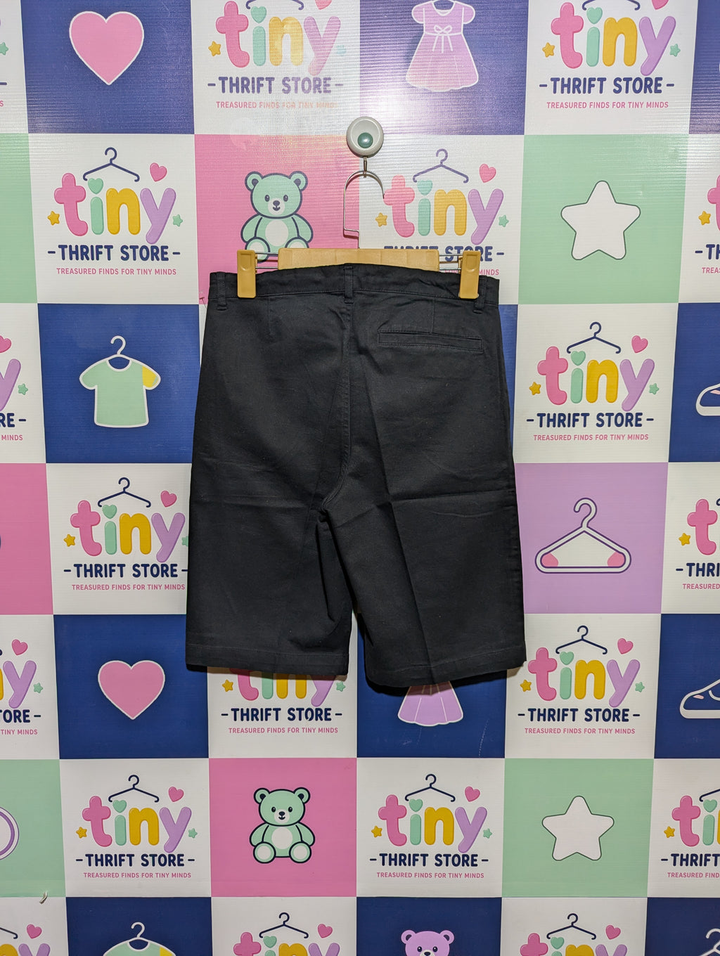 Old Navy Boys Dark Charcoal Grey Classic Uniform Chino Shorts - Size 16 Estimated Age 16 Years AB1