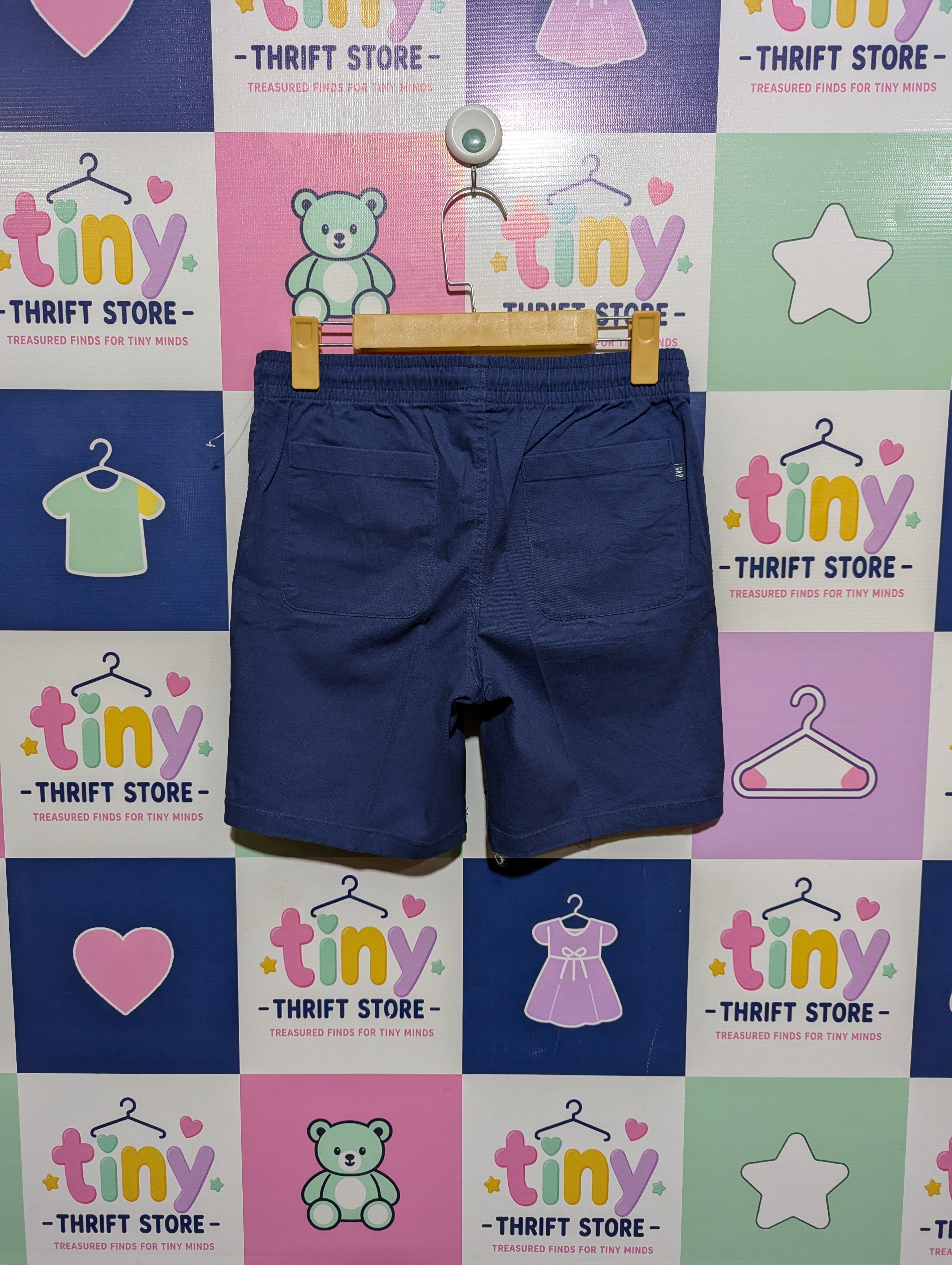 GAP Kids Boys Navy Blue Elastic Waist Canvas Chino Shorts - Size XL 14/16 Estimated Age 14-16 Years AB1