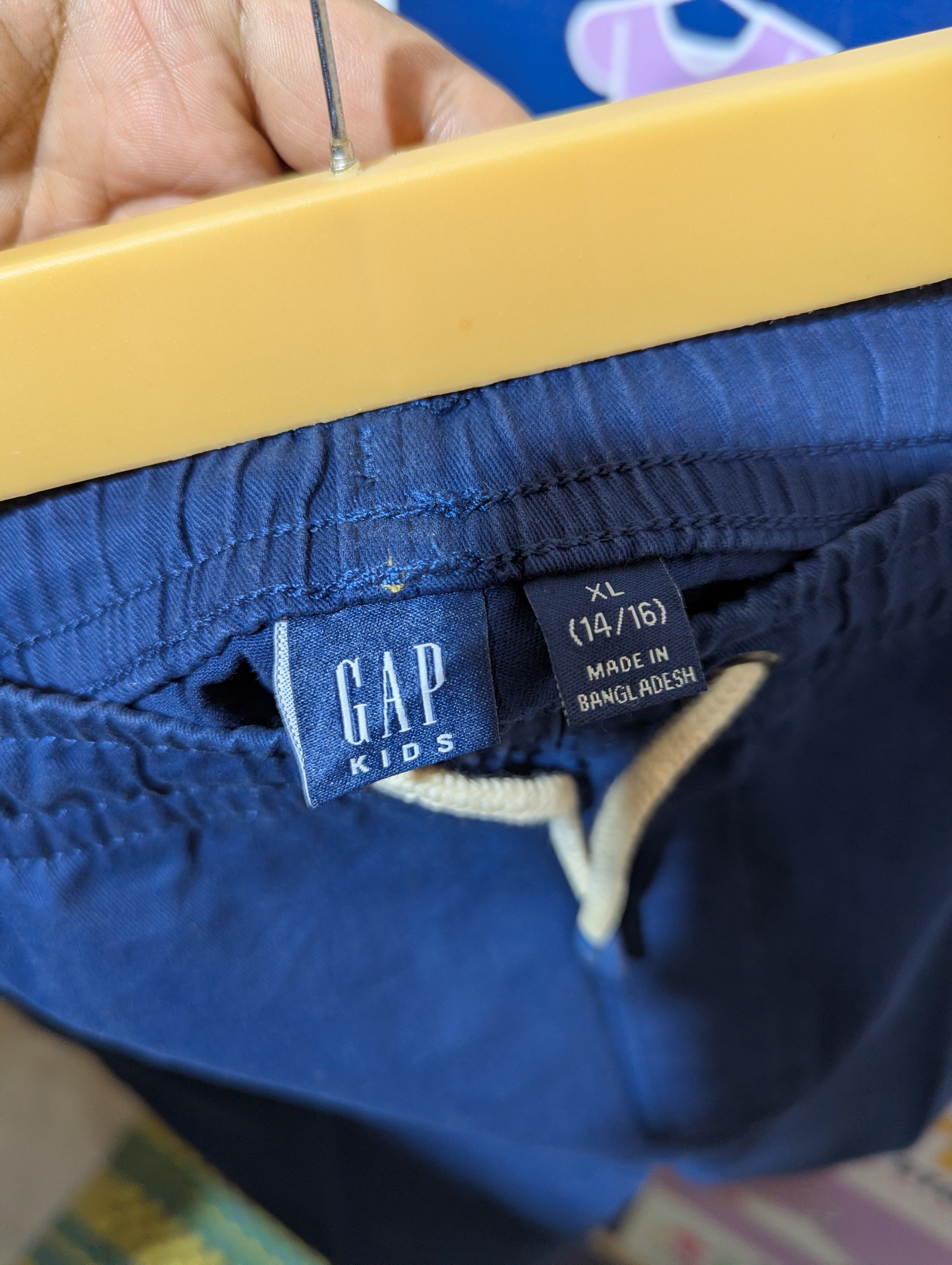GAP Kids Boys Navy Blue Elastic Waist Canvas Chino Shorts - Size XL 14/16 Estimated Age 14-16 Years AB1