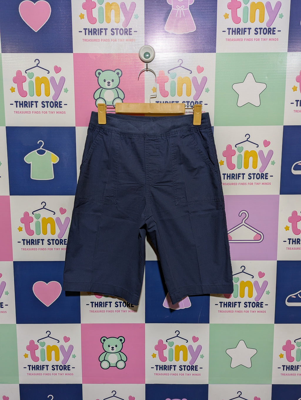 Faded Glory Boys Navy Blue Elastic Waist Comfort Twill Shorts - Size XL/XG (14-16) Estimated Age 14-16 Years AB1