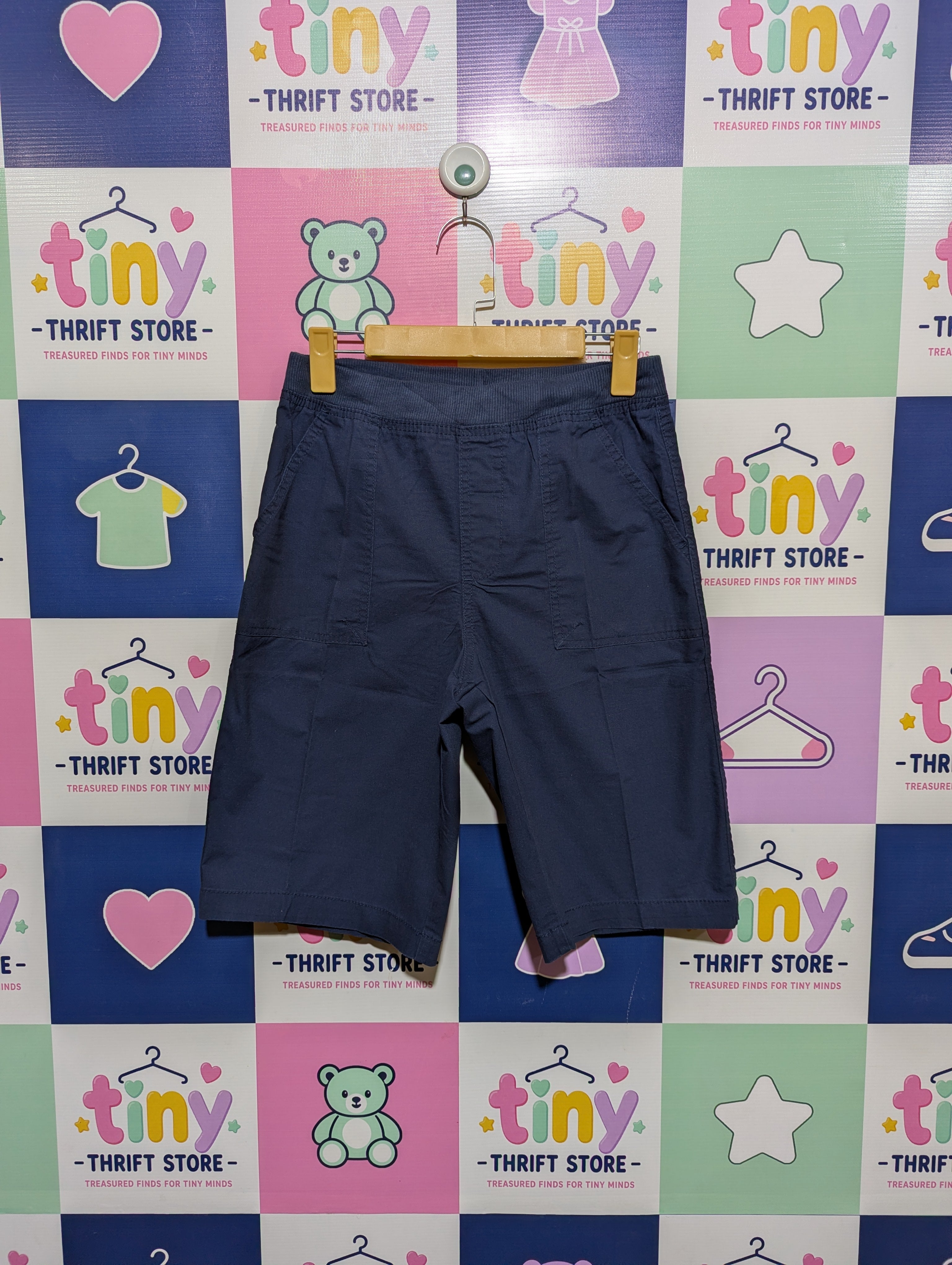 Faded Glory Boys Navy Blue Elastic Waist Comfort Twill Shorts - Size XL/XG (14-16) Estimated Age 14-16 Years AB1