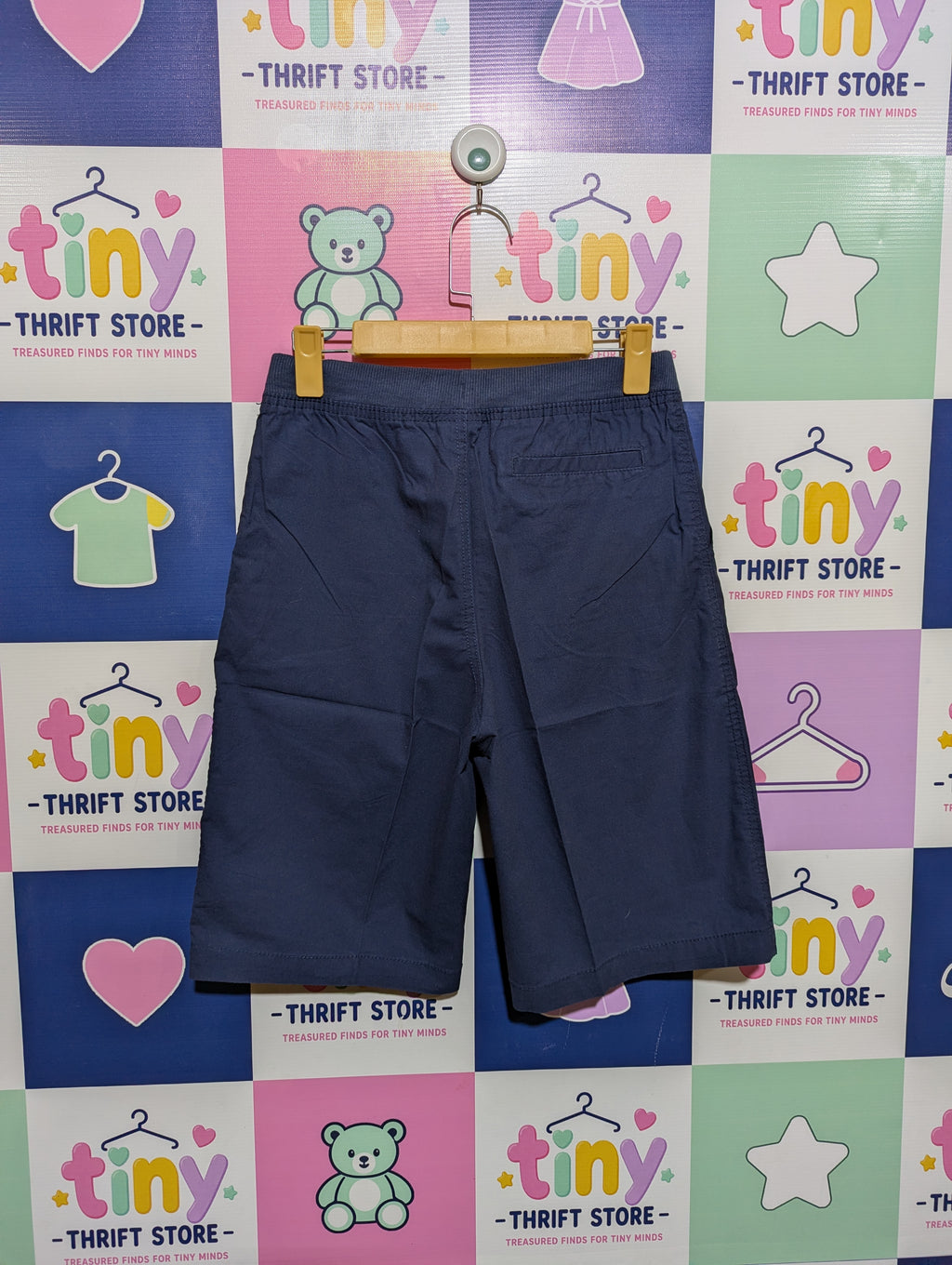 Faded Glory Boys Navy Blue Elastic Waist Comfort Twill Shorts - Size XL/XG (14-16) Estimated Age 14-16 Years AB1