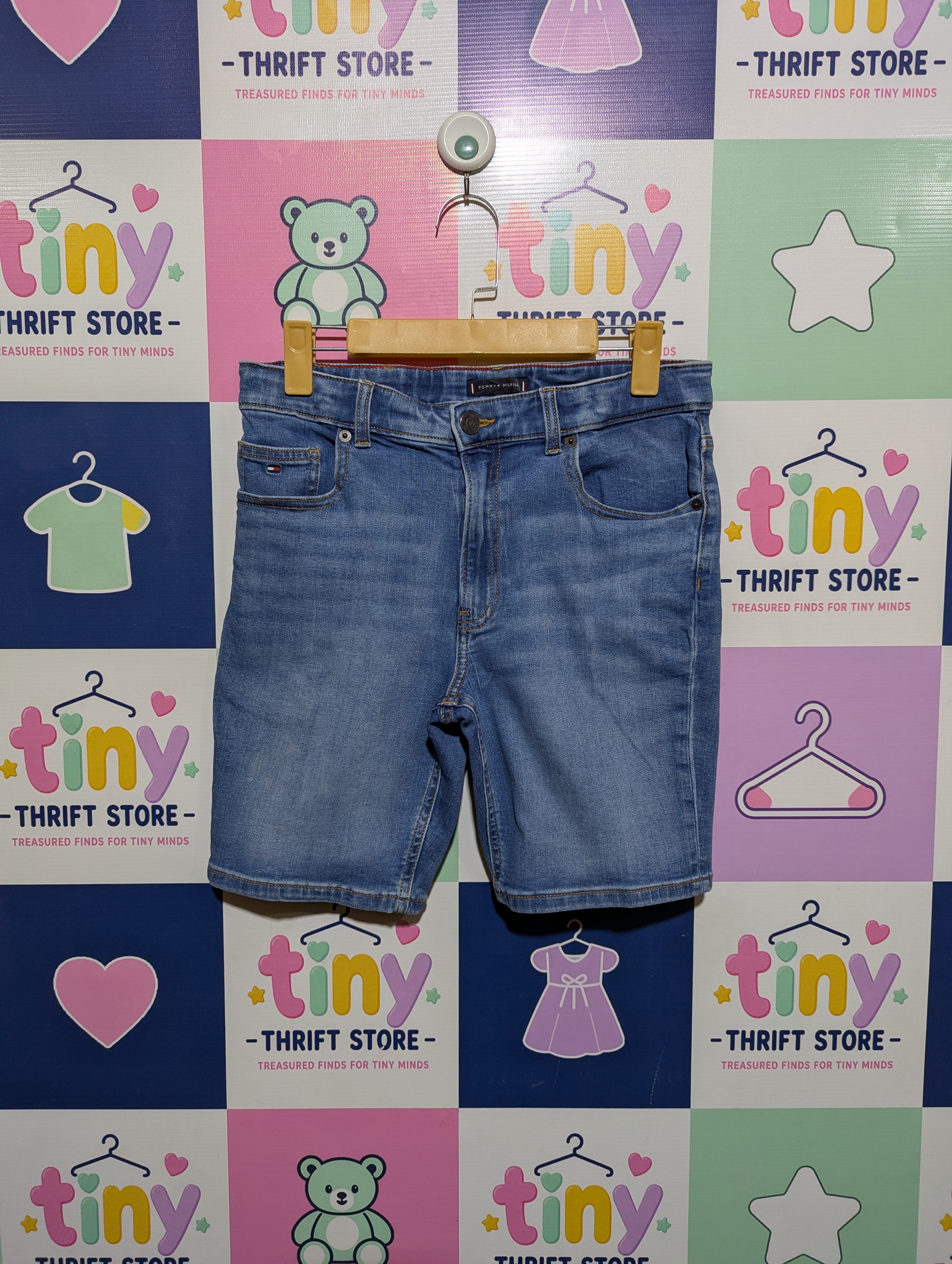 Tommy Hilfiger Boys Medium Wash Stretch Denim Jean Shorts - Size 164 Estimated Age 13-14 Years AB1