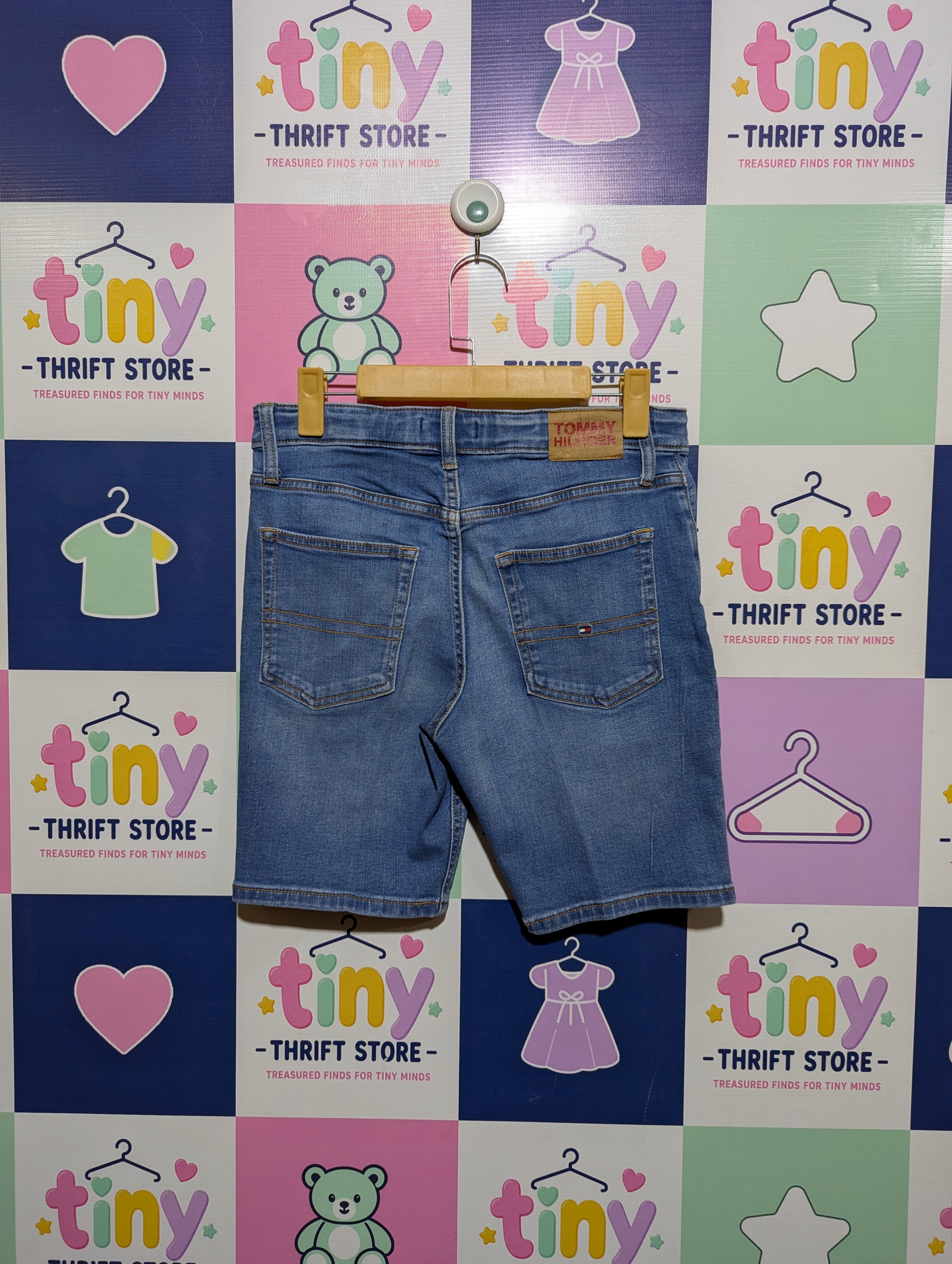 Tommy Hilfiger Boys Medium Wash Stretch Denim Jean Shorts - Size 164 Estimated Age 13-14 Years AB1